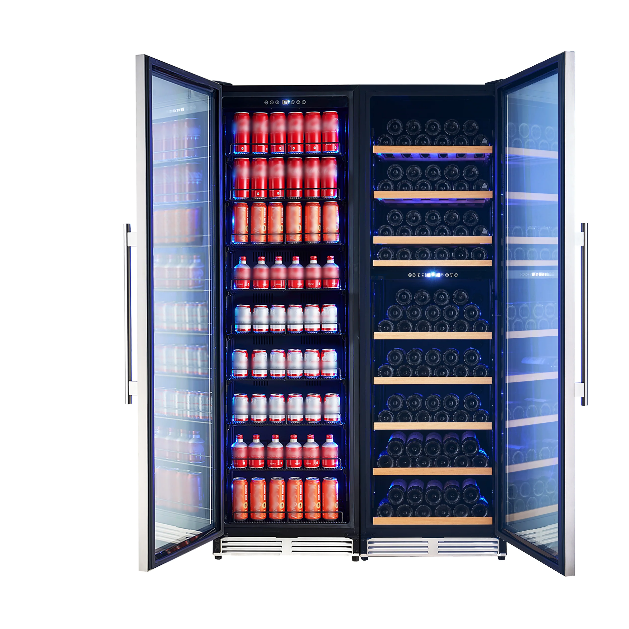 Avellina 48-in, 31.8 cu.ft. triple zone side-by-side Wine/Beverage cooler, 427 cans & 94 Wine bottles, Blue LED lights - Image 2