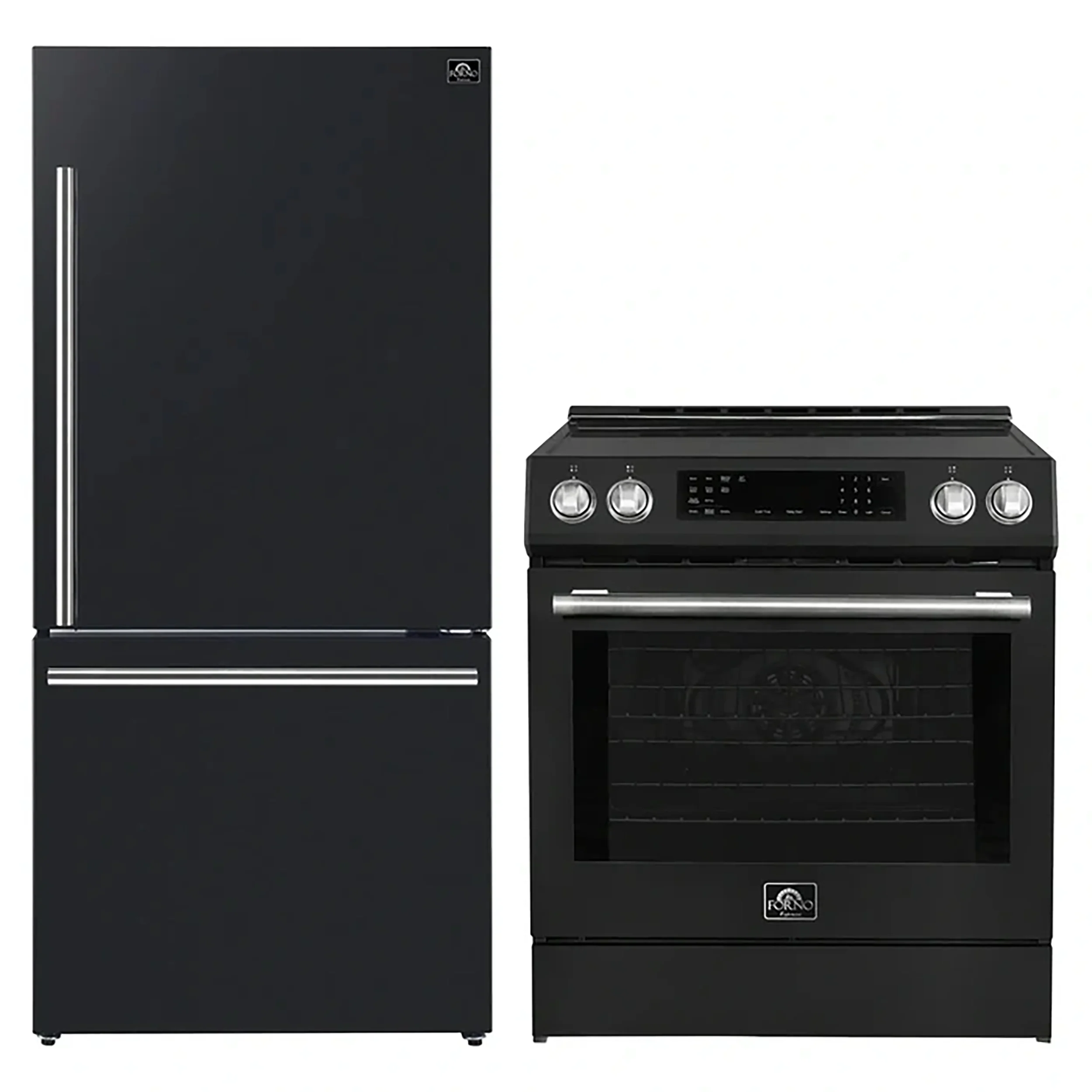 FORNO 2-Piece Black Kitchen Bundle - 30" Induction Range and 31" Bottom Freezer Refrigerator - Image 2