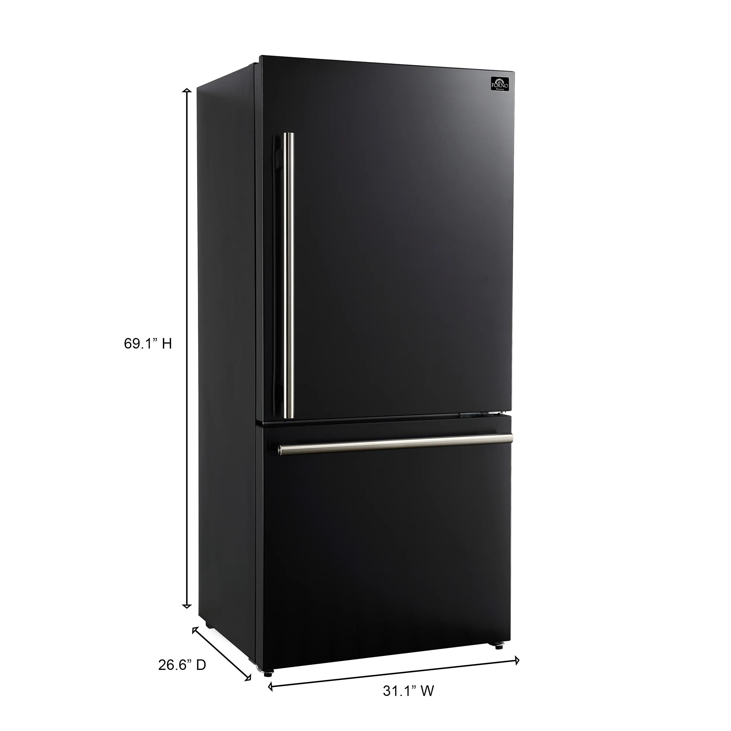 Forno Milano Espresso 31-Inch Bottom Freezer Refrigerator, Black, 17.2 cu.ft Capacity, Energy Efficient - Image 6