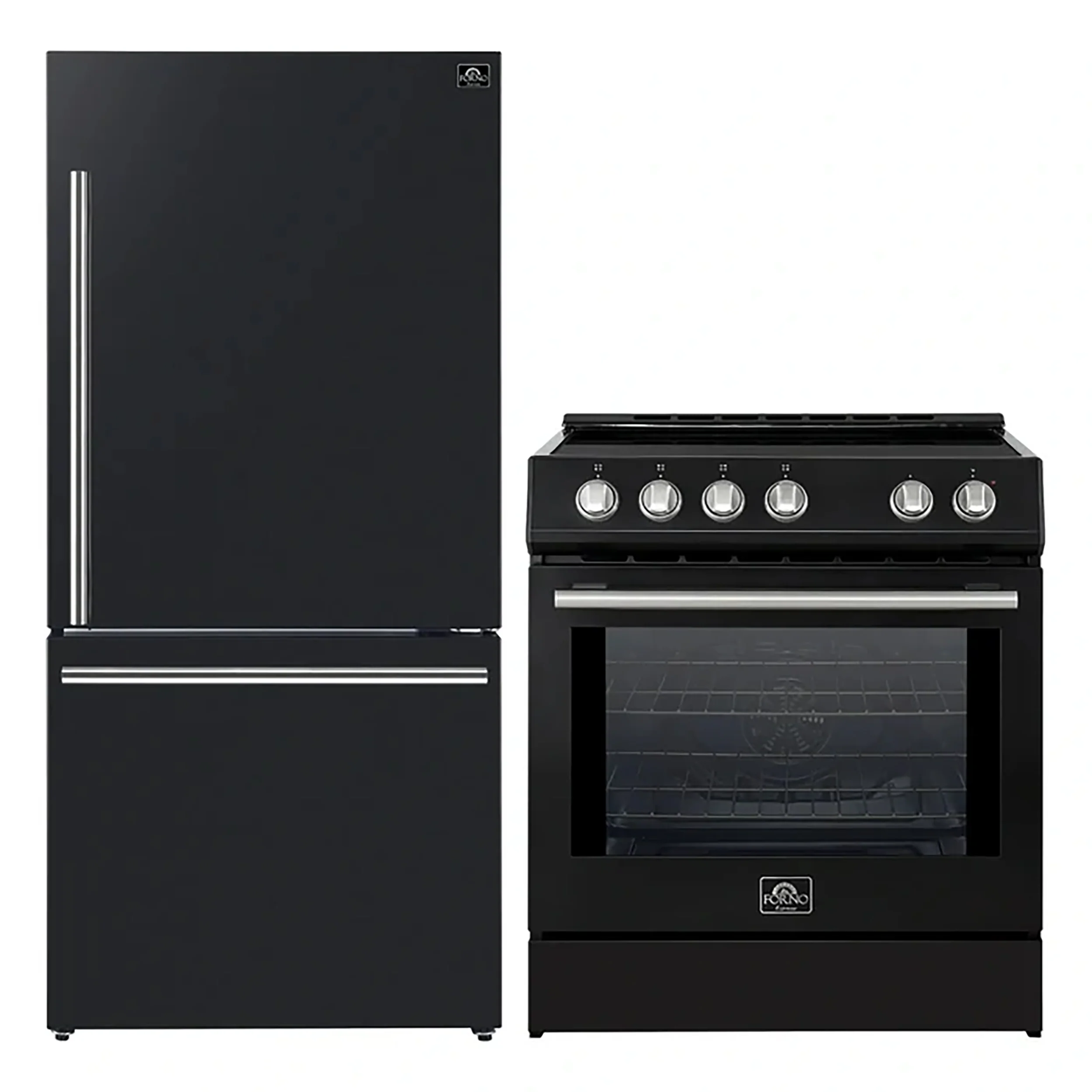 FORNO 2-Piece Black Kitchen Bundle - 30" Induction Range and 31" Bottom Freezer Refrigerator - Image 2