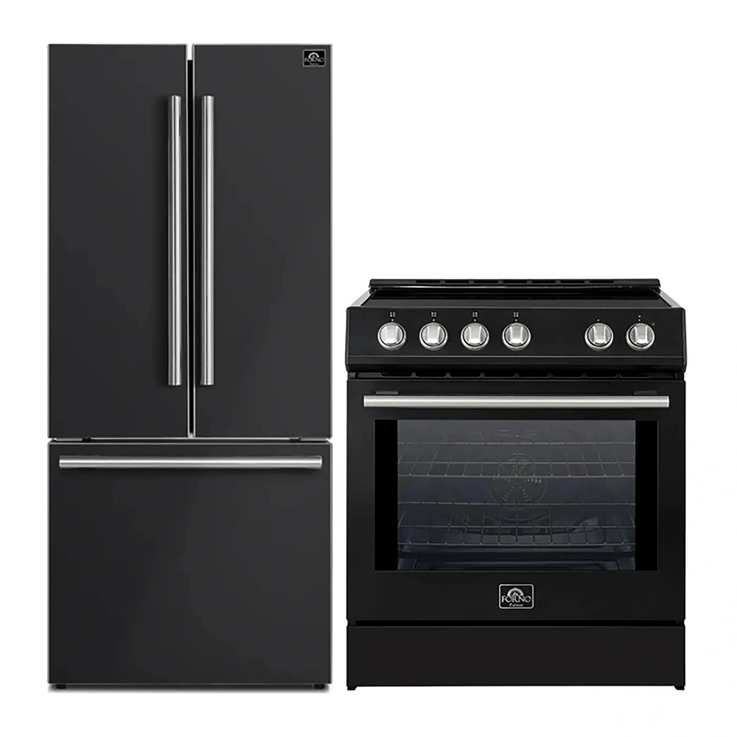 FORNO 2-Piece Black Kitchen Bundle - 30" Induction Range and 31" Bottom Freezer Refrigerator - Image 2
