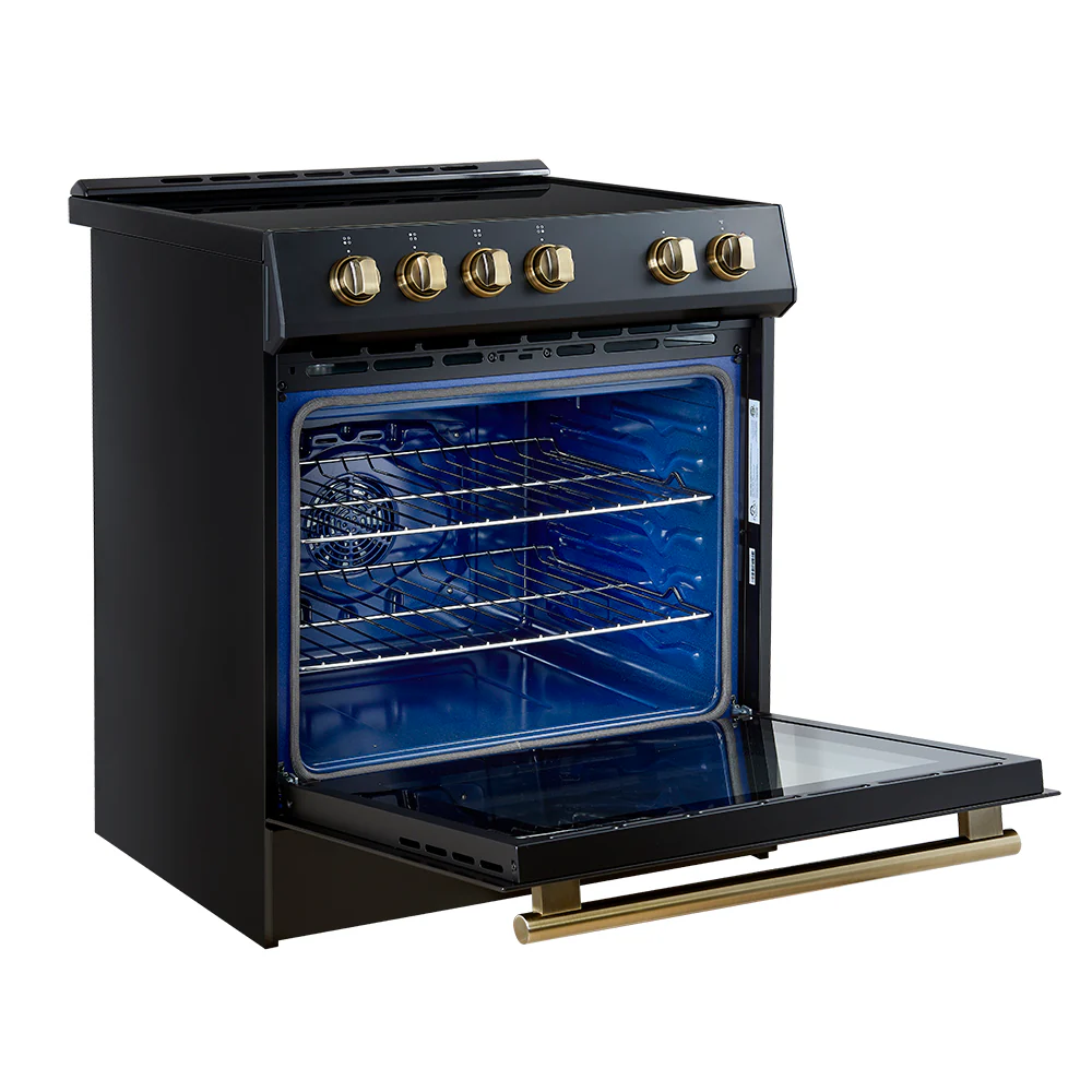 Forno Leonardo Espresso 30-Inch Slide-In Black Induction Range, Convection Oven, 5 Cooking Zones, Touch Control Panel - Image 6