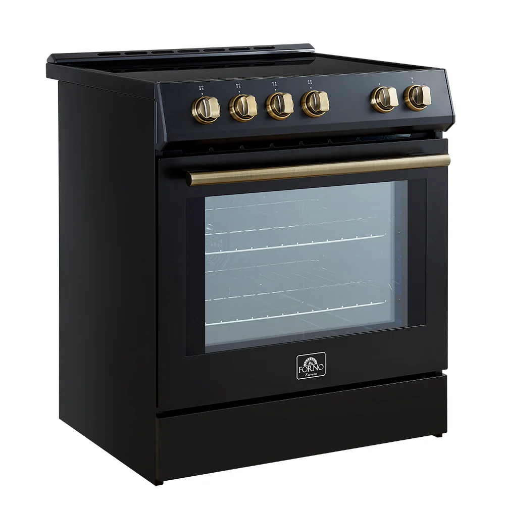 Forno Leonardo Espresso 30-Inch Slide-In Black Induction Range, Convection Oven, 5 Cooking Zones, Touch Control Panel - Image 3