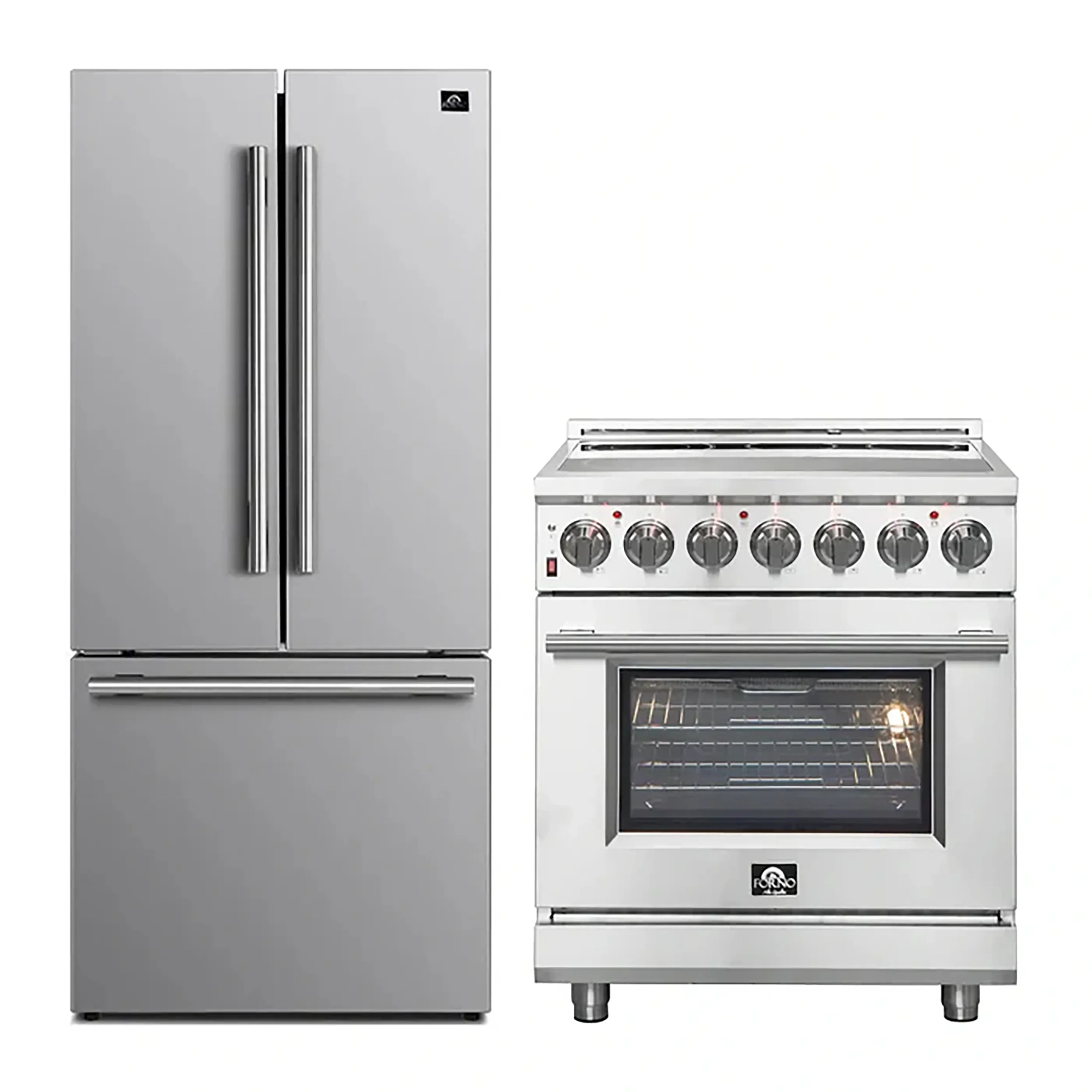 FORNO 2-Piece SS Kitchen Bundle - 30" Electric Range and 31" Bottom Freezer Refrigerator