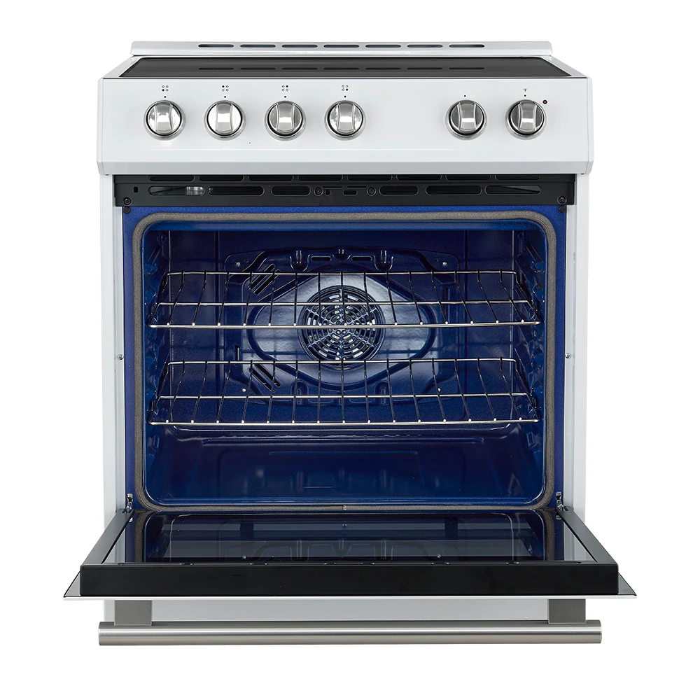 Forno Leonardo Espresso 30-Inch Slide-In White Induction Range, Convection Oven, 5 Cooking Zones, Touch Control Panel - Image 9