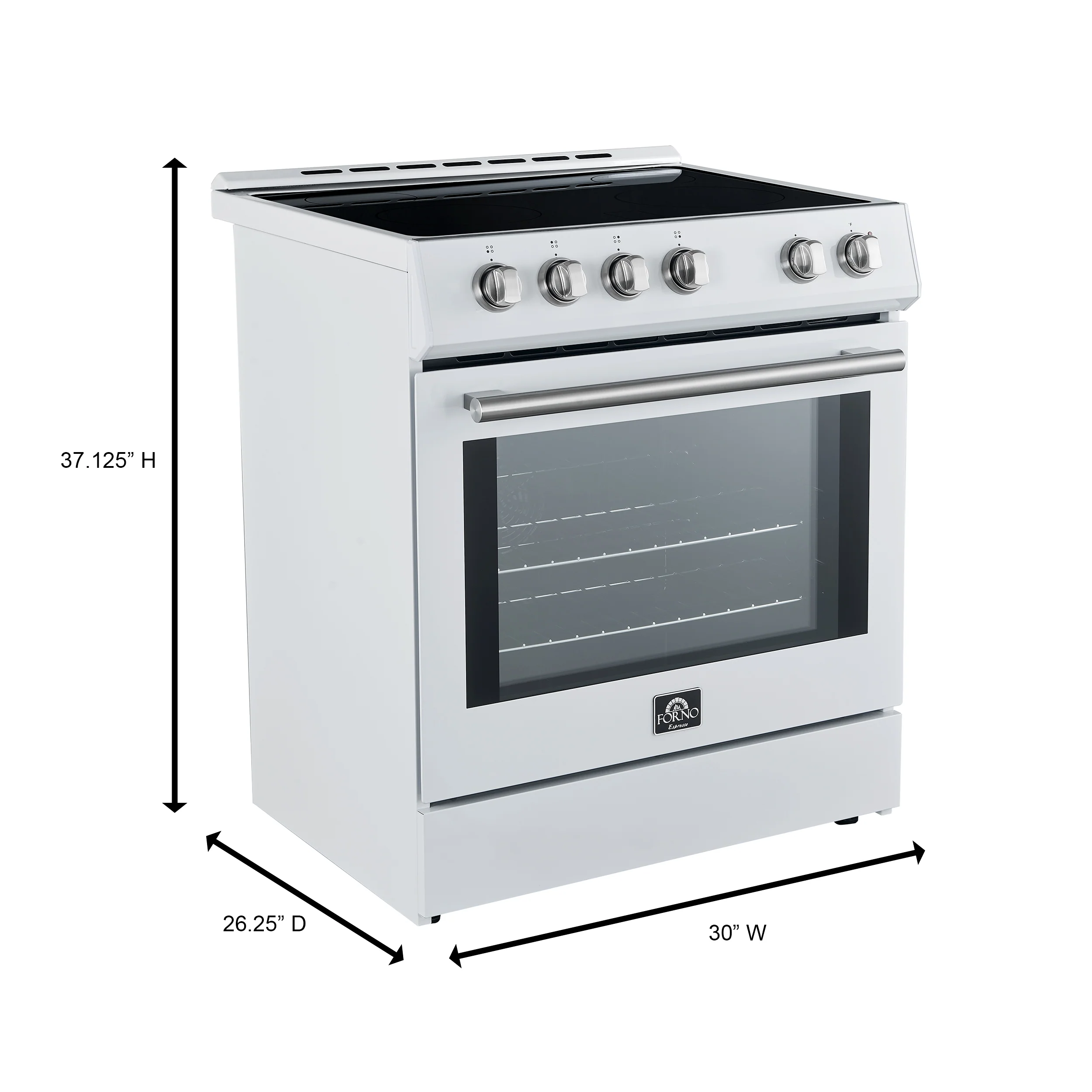 Forno Leonardo Espresso 30-Inch Slide-In White Induction Range, Convection Oven, 5 Cooking Zones, Touch Control Panel - Image 5
