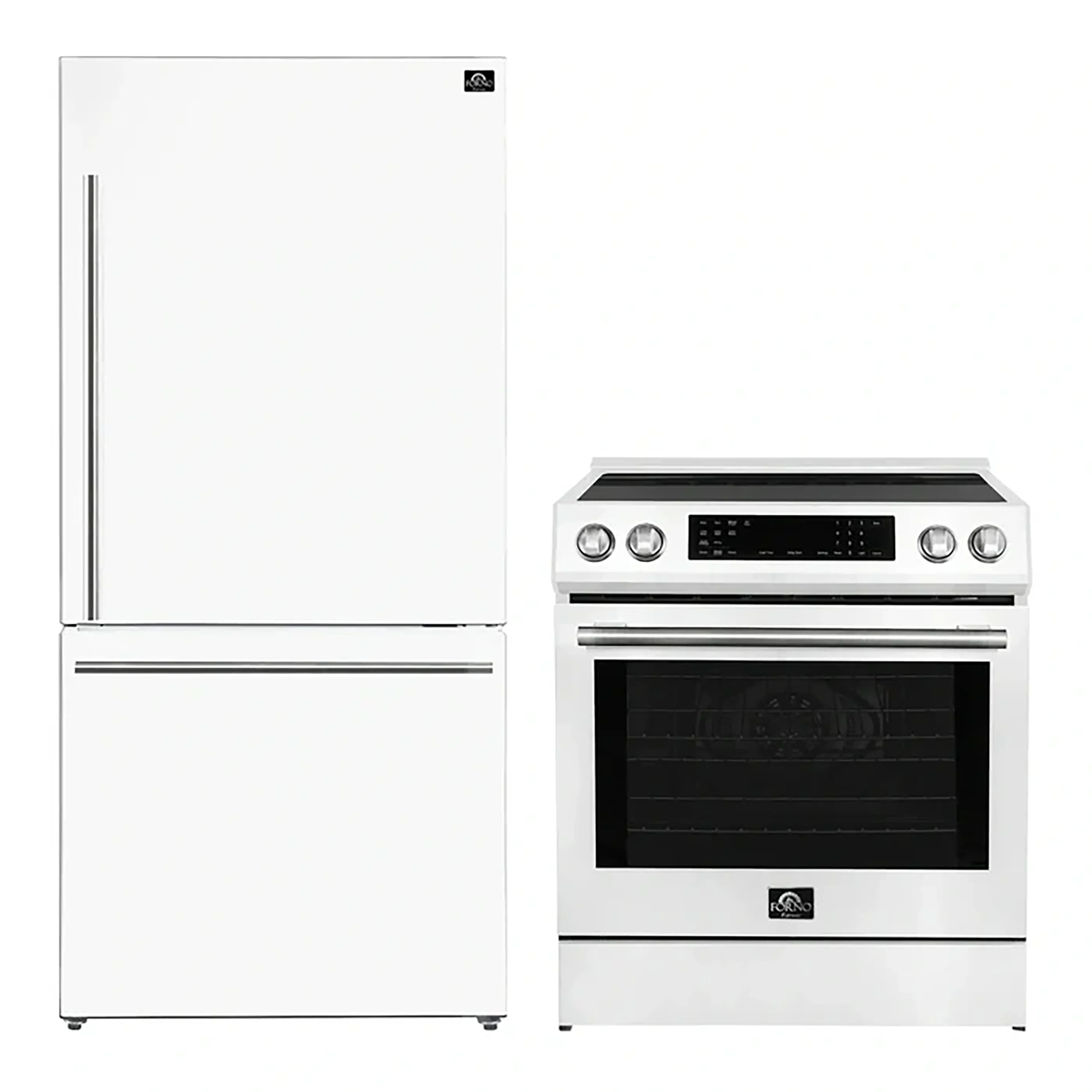 FORNO 2-Piece White Kitchen Bundle - 30" Induction Range and 31" Bottom Freezer Refrigerator - Image 2
