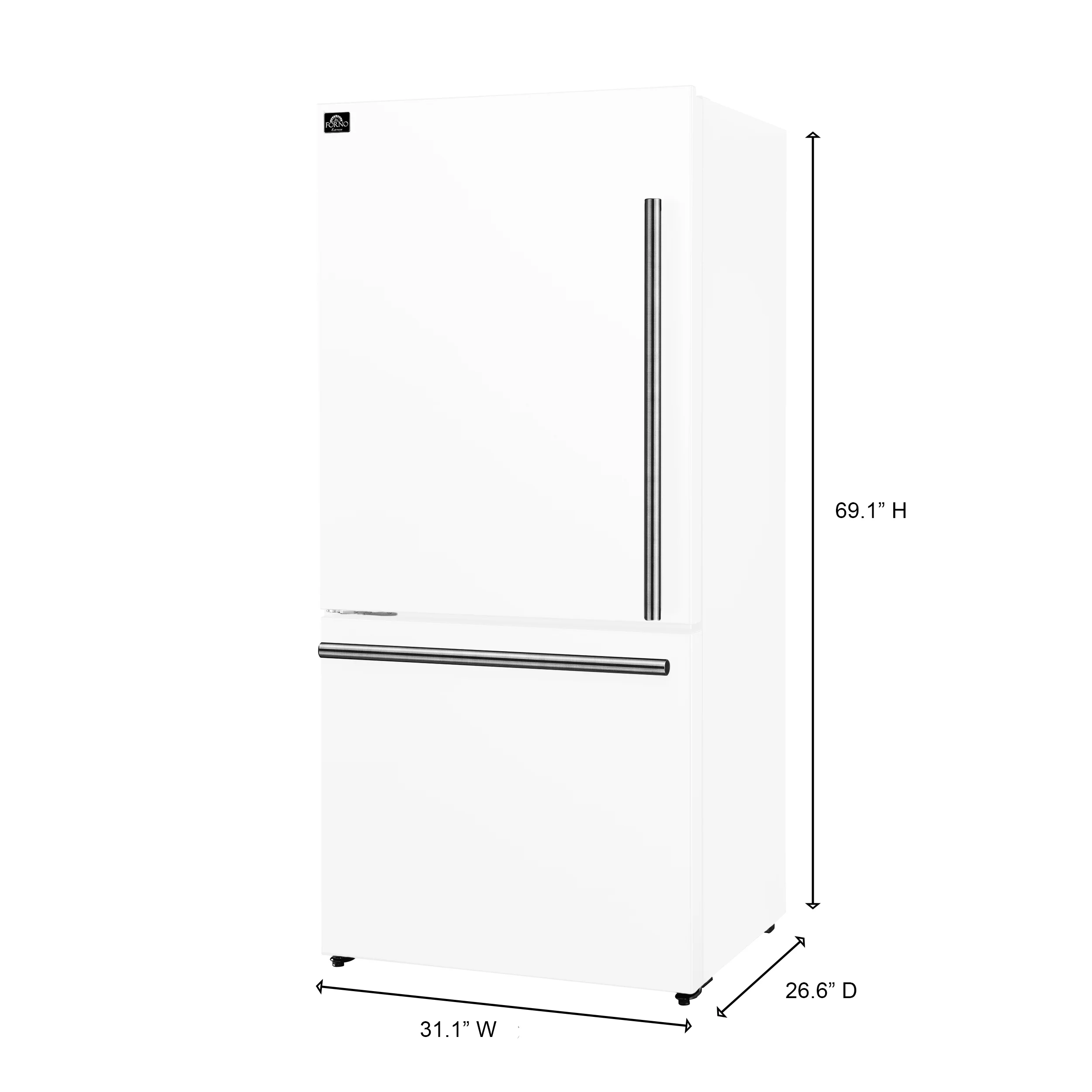 FORNO 2-Piece White Kitchen Bundle - 30" Induction Range and 31" Bottom Freezer Refrigerator - Image 4