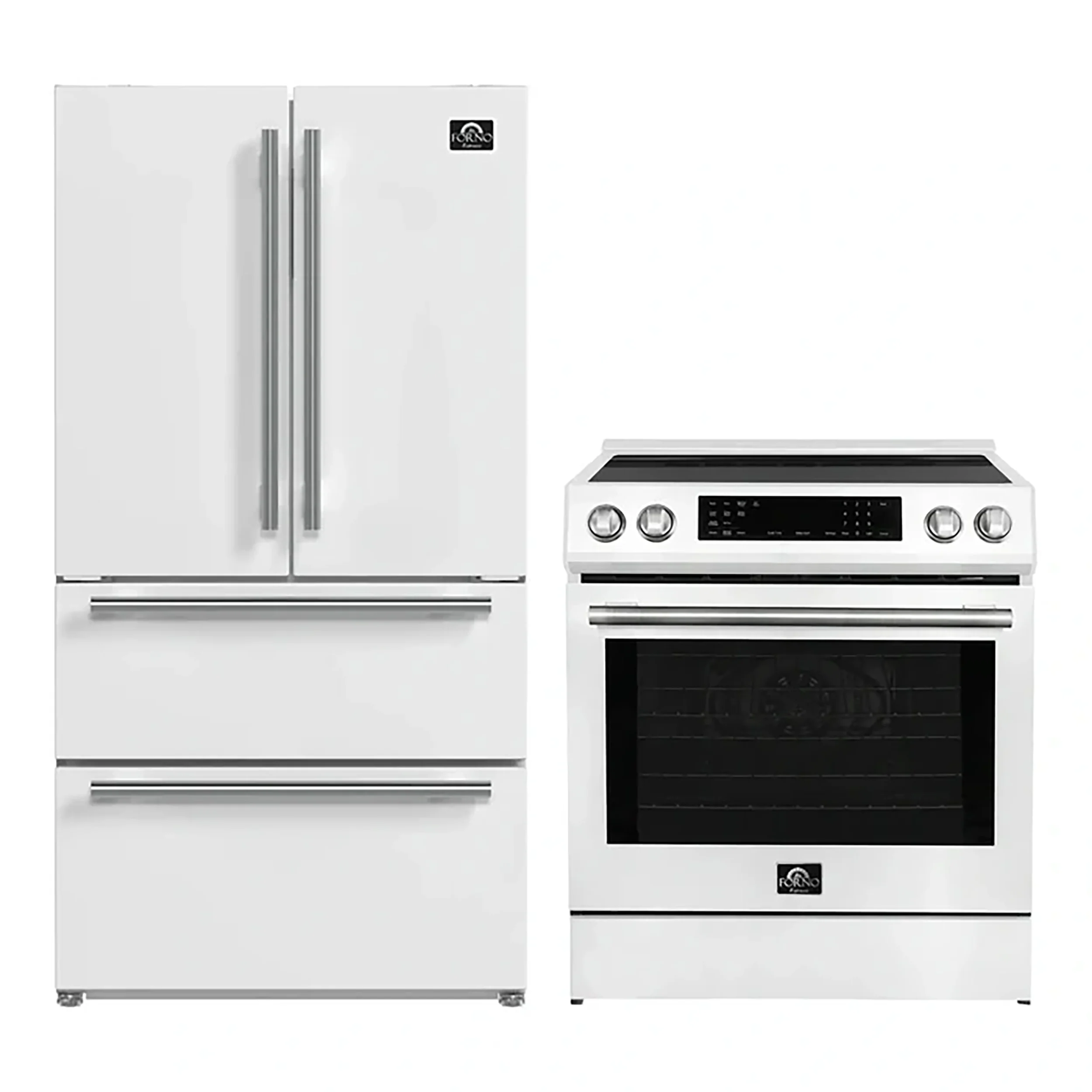 FORNO 2-Piece White Kitchen Bundle - 30" Induction Range and 36" Bottom Freezer Refrigerator - Image 2