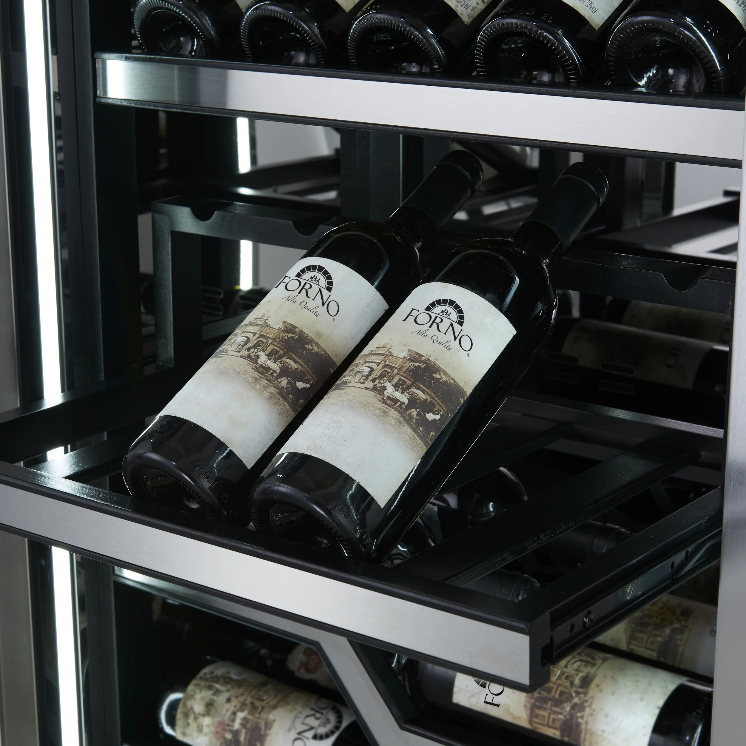 FORNO Abruzzo 48-Inch Dual Zone Wine Cellar, 102 Bottles, 24 cu. ft., Clear Acrylic Holders & Stainless Trim Shelves - Image 11