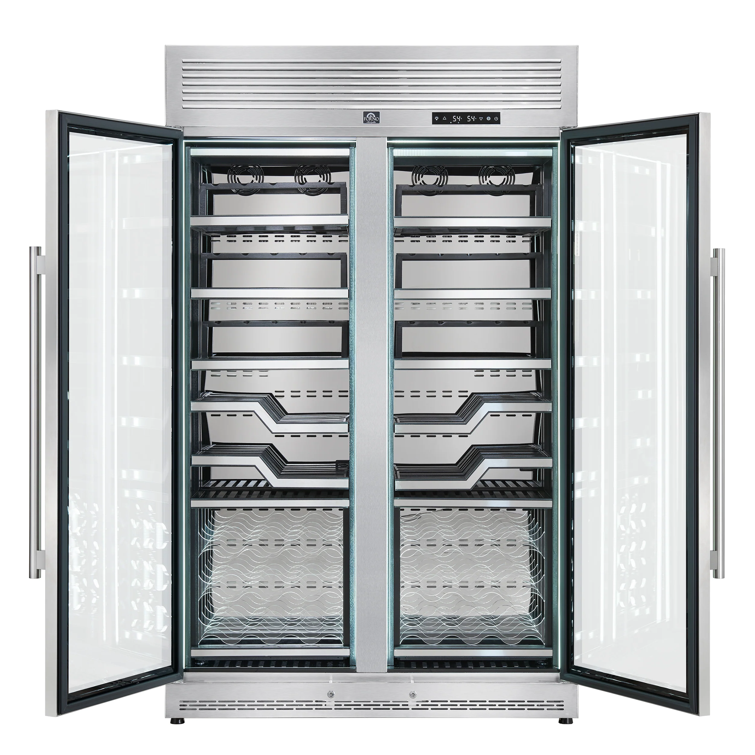 FORNO Abruzzo 48-Inch Dual Zone Wine Cellar, 102 Bottles, 24 cu. ft., Clear Acrylic Holders & Stainless Trim Shelves - Image 2