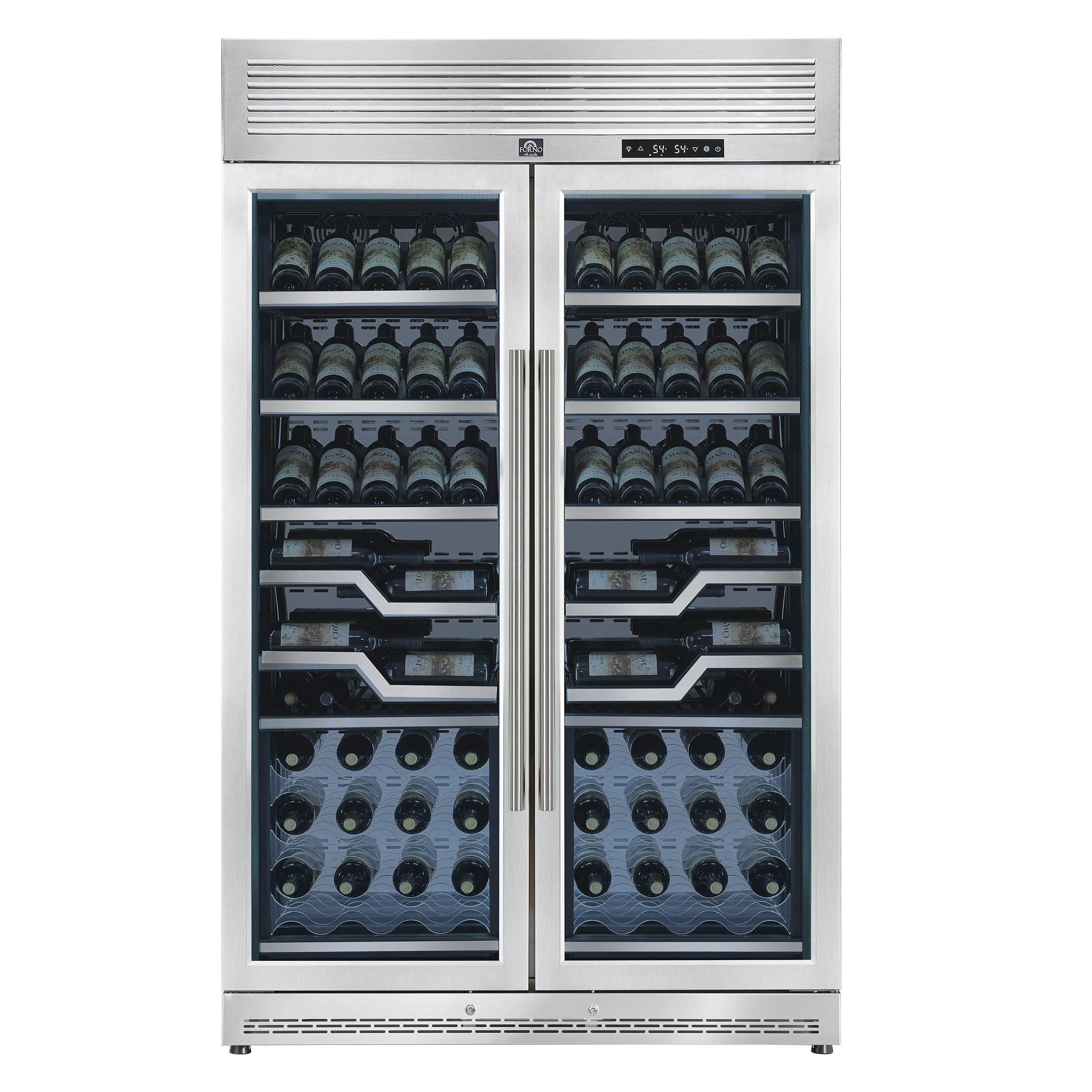 FORNO Abruzzo 48-Inch Dual Zone Wine Cellar, 102 Bottles, 24 cu. ft., Clear Acrylic Holders & Stainless Trim Shelves - Image 3