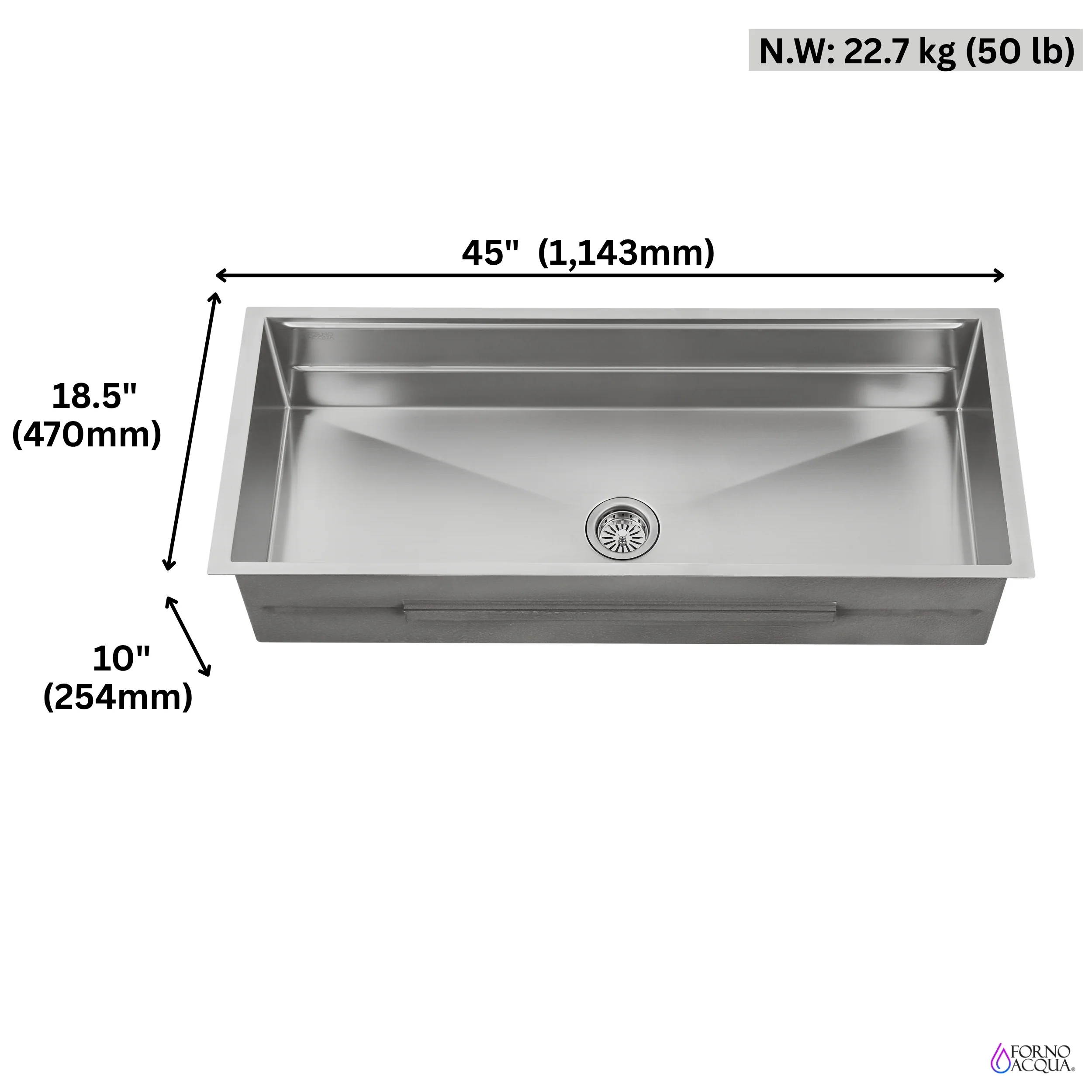 FORNO ACQUA 45 in. Undermount 3-Level Workstation MultiSINK with Custom-Fit Accessories - Image 10