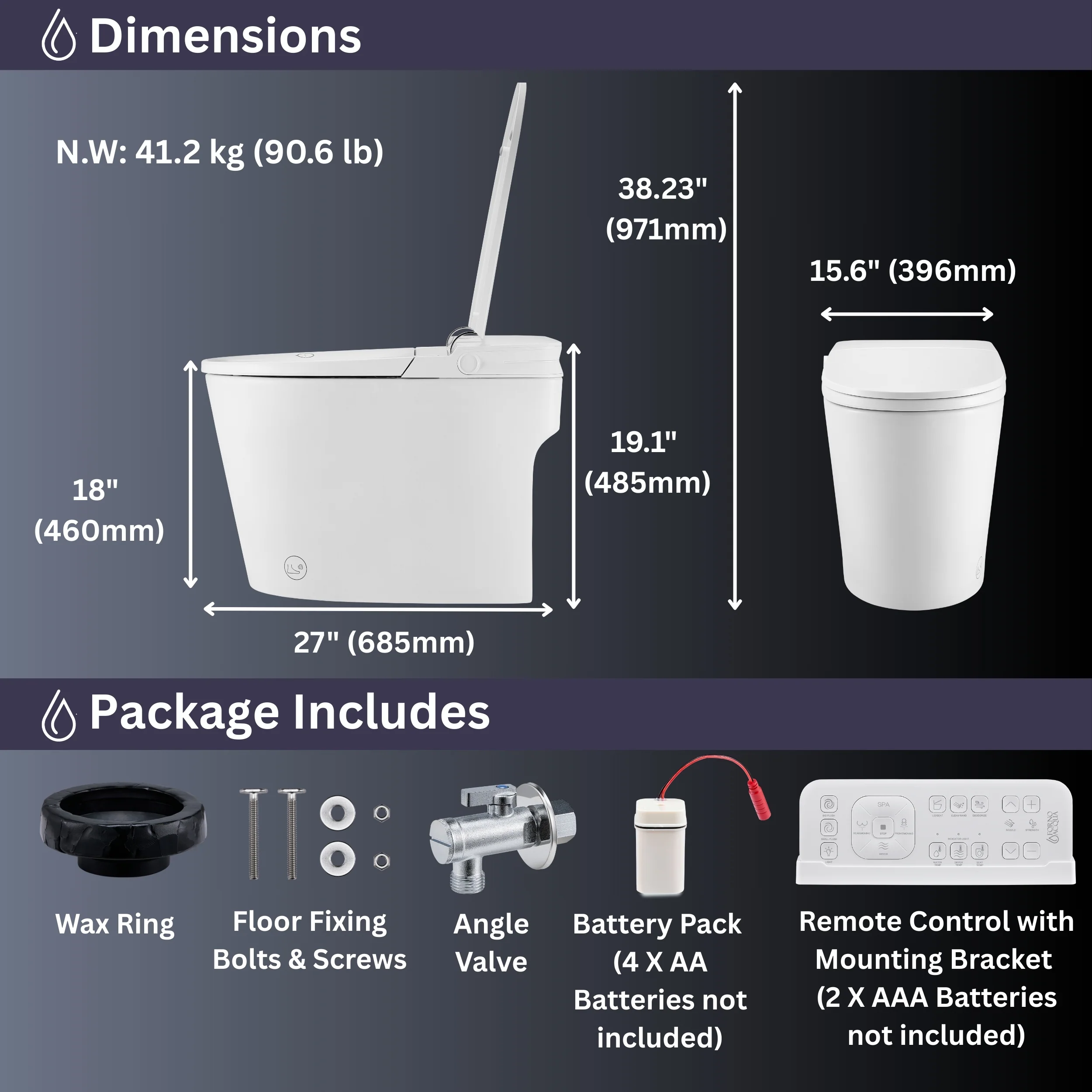 FORNO ACQUA Luxurious Super Smart Toilet. Includes Bidet, Heated Seat, Auto Flush, Auto Lid, Powerful Flush, Ideal for master bathrooms. - Image 15