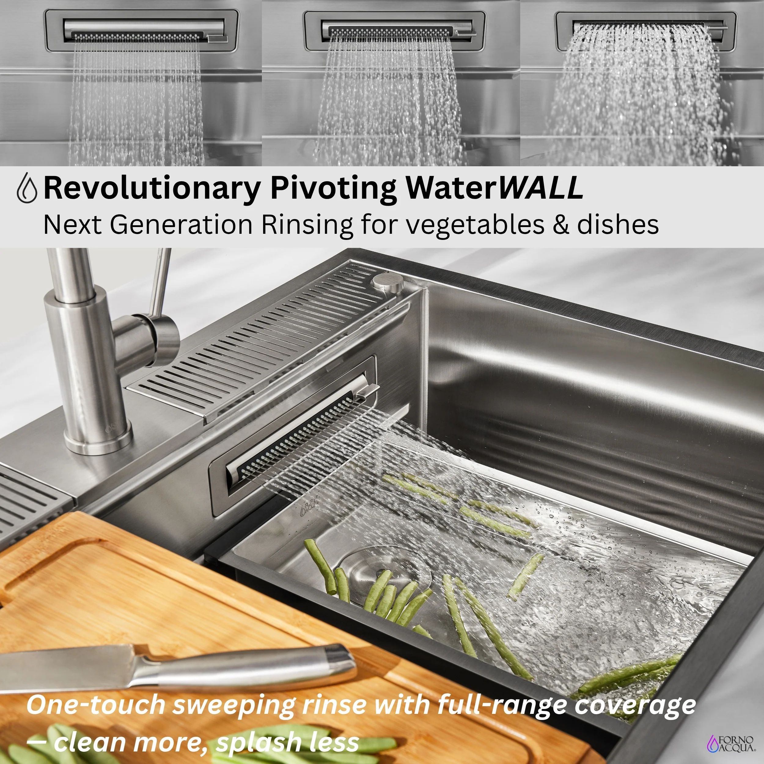 FORNO ACQUA MultiSINK kit with Integrated Waterfall Rinsing and Glass Washing Station. Includes Chef Faucet and Accessories. - Image 3