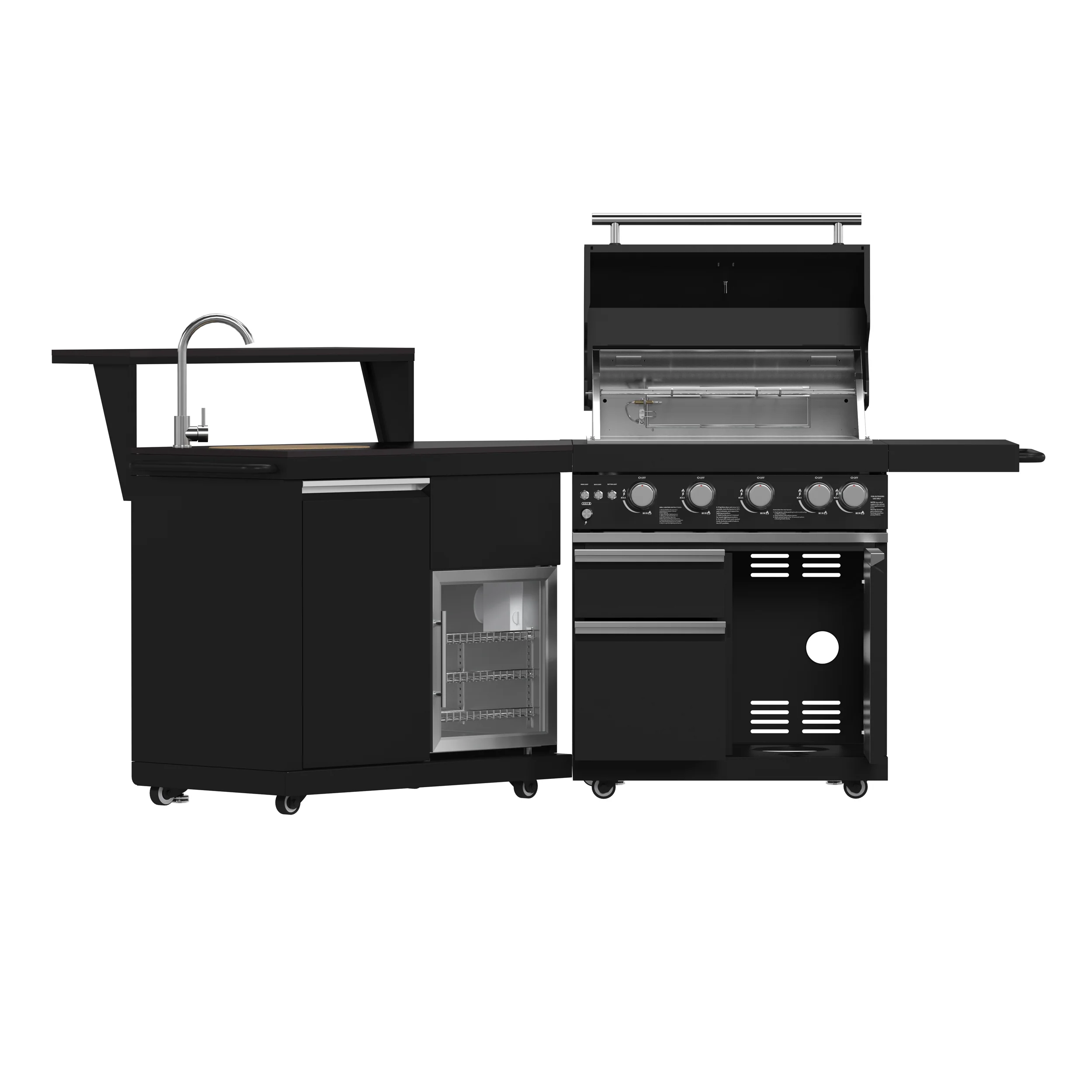 Forno All’Aperto 62,600 BTU BBQ, 3 Stainless Steel Burners, Infrared Burners, Sink Module, Black Sintered Stone Countertops, Bar and Beverage Center - Image 3