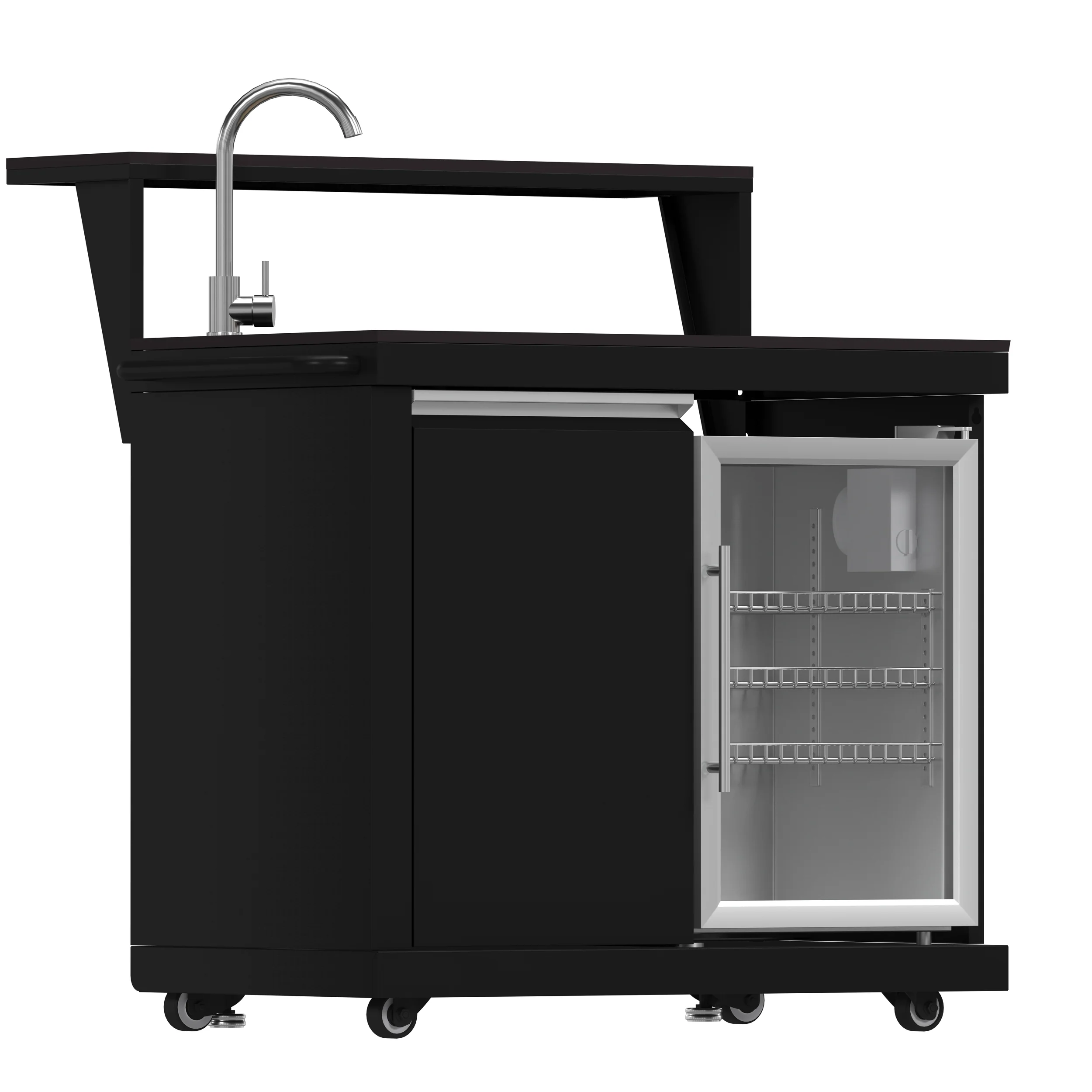Forno All’Aperto 87,600 BTU Outdoor Kitchen, 4 Burners, Infrared Burners, Side Burner, Black Sintered Stone Countertops, Gas Pizza Oven, Sink Module, Bar & Beverage Center - Image 8