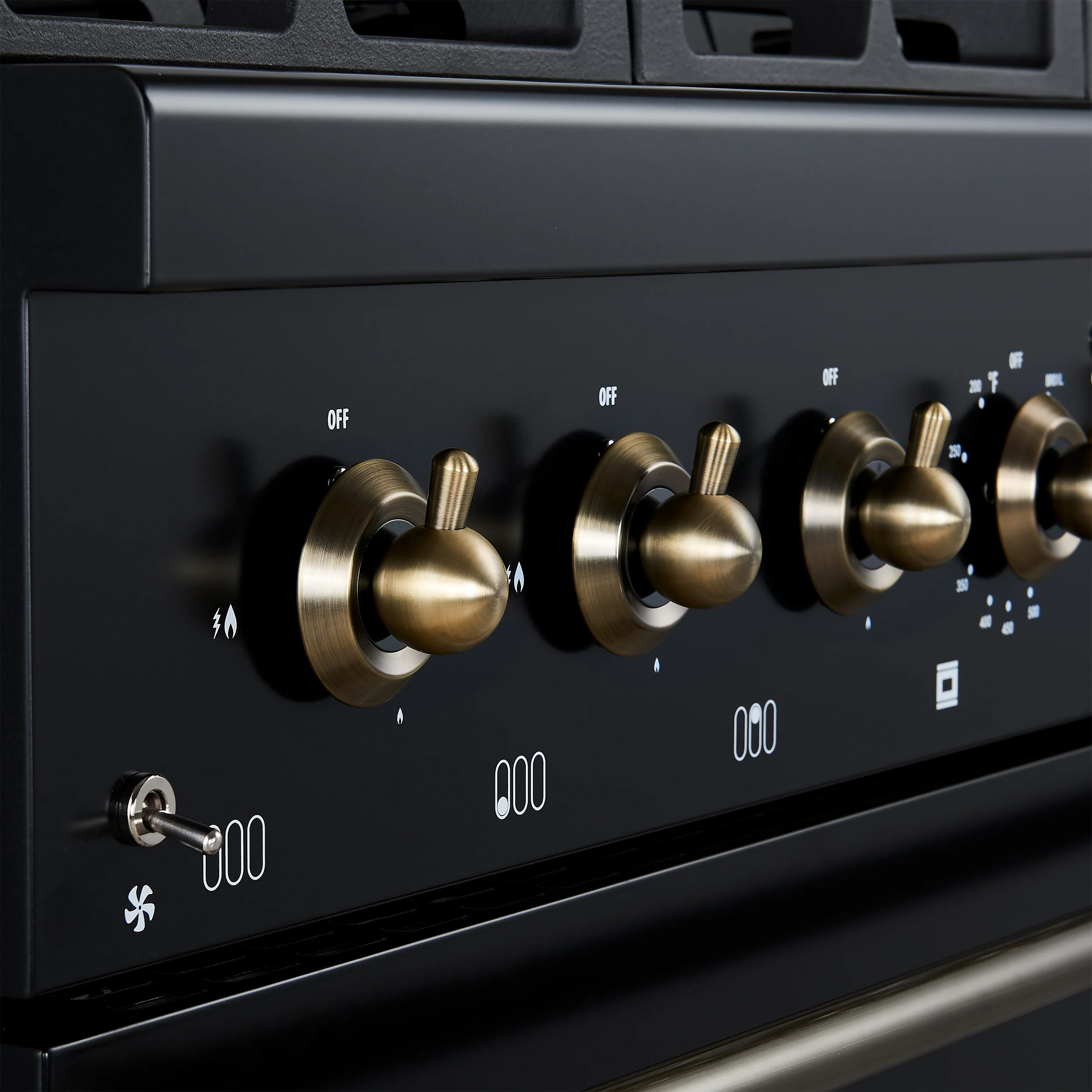 Forno Antico 36-inch Dual Fuel Range, Black and Antique Brass, 6 Burners, 4.5 cu.ft. Convection Oven - Image 2