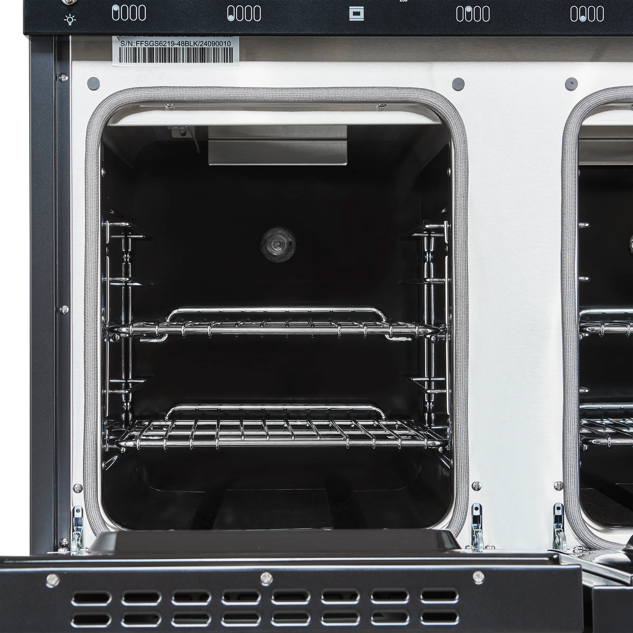 Forno Antico 48-Inch Freestanding Gas Range, Black, Antique Brass Design, 8 Burners, Griddle, Double Ovens, Energy Efficient - Image 8