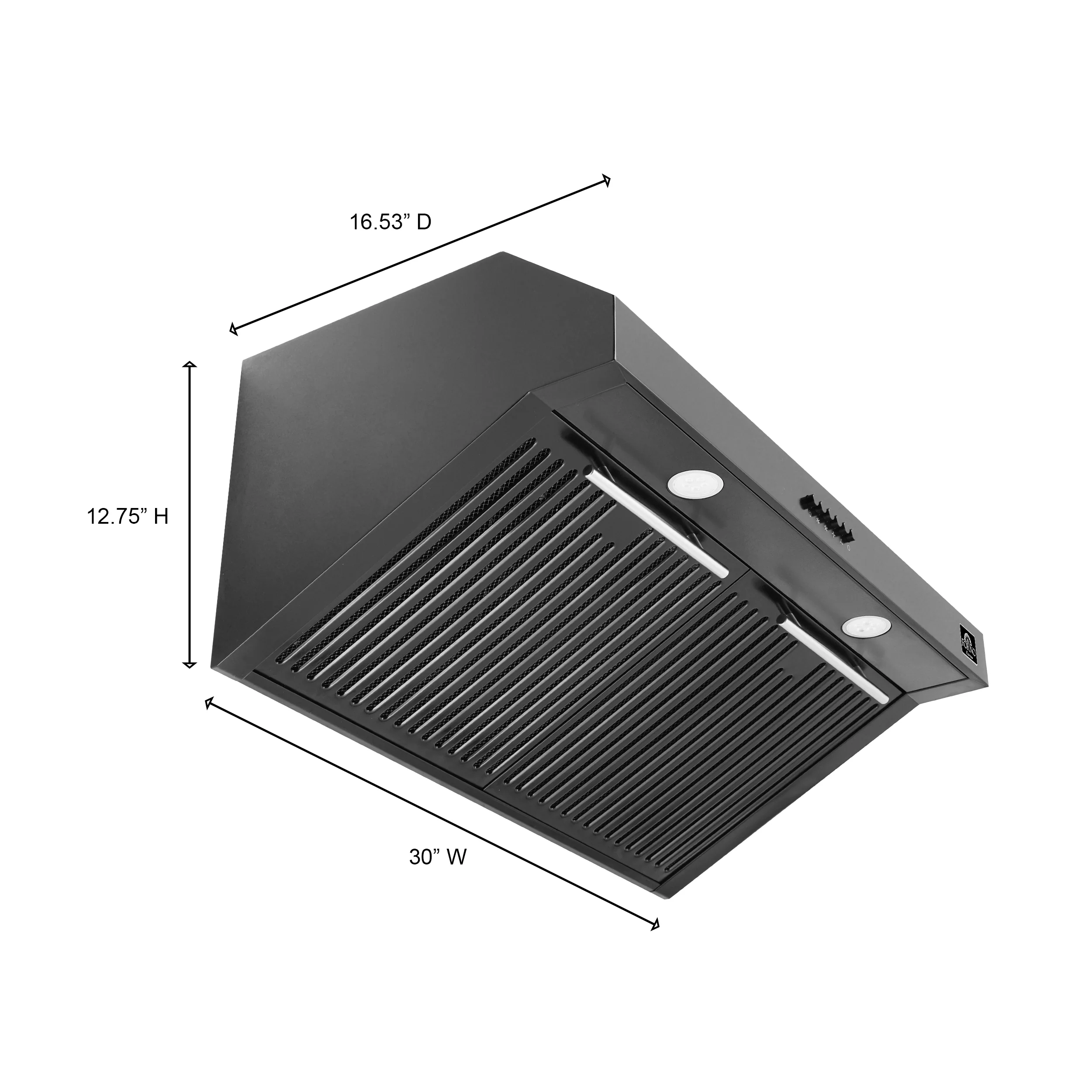 Forno Bari Espresso 30-Inch Under Cabinet Range Hood, Black, 600 CFM, LED Lighting, Dishwasher-Safe Baffle Filters, 3-Speed Fan Control - Image 6