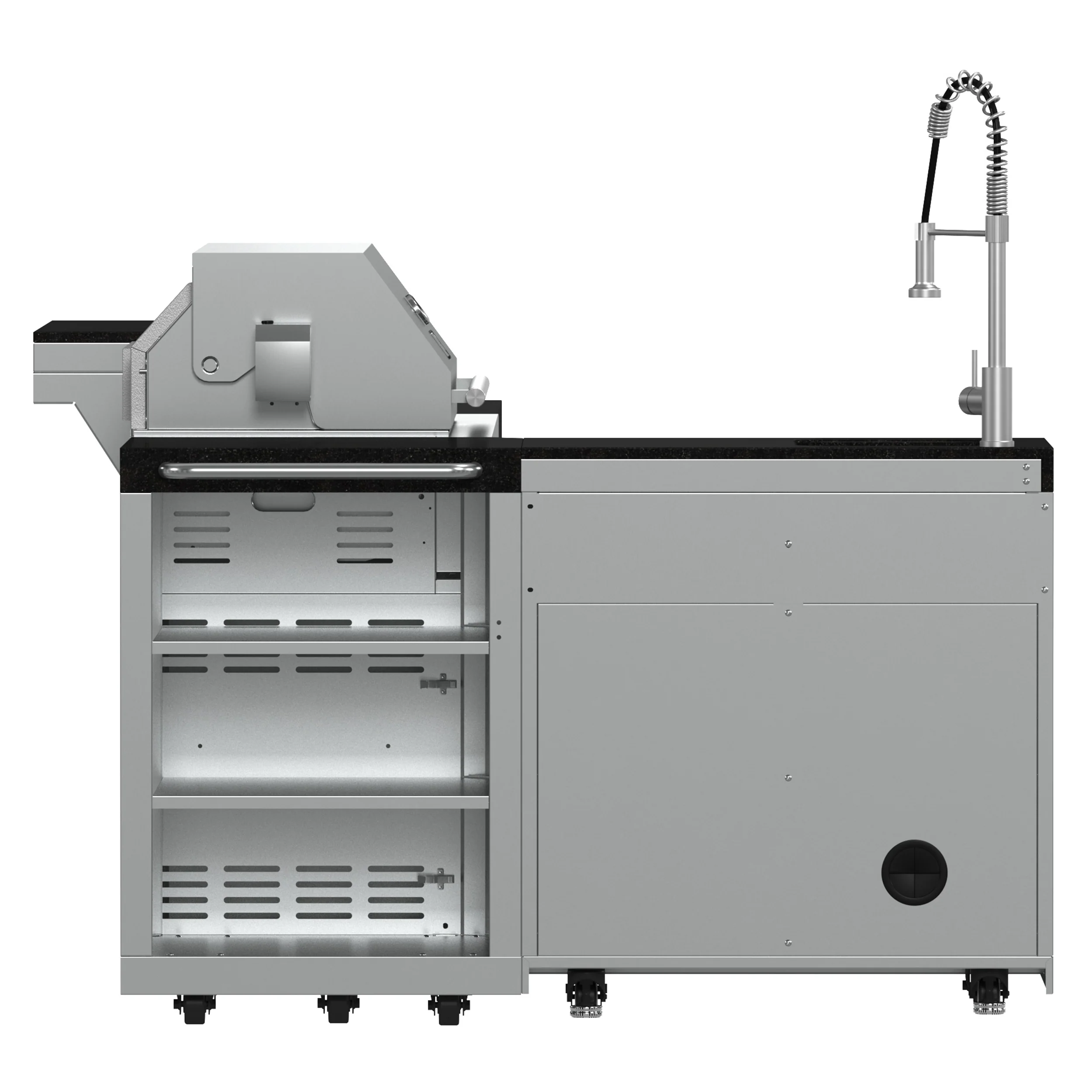FORNO Bulnes 40-Inch BBQ, 95,000 BTU, 5 Burners, Sear & Rotisserie Infrared with Side Burner, Stainless Steel Outdoor Kitchen with 1.8 cu.ft. Beverage Center & Black Granite Countertops - Image 5