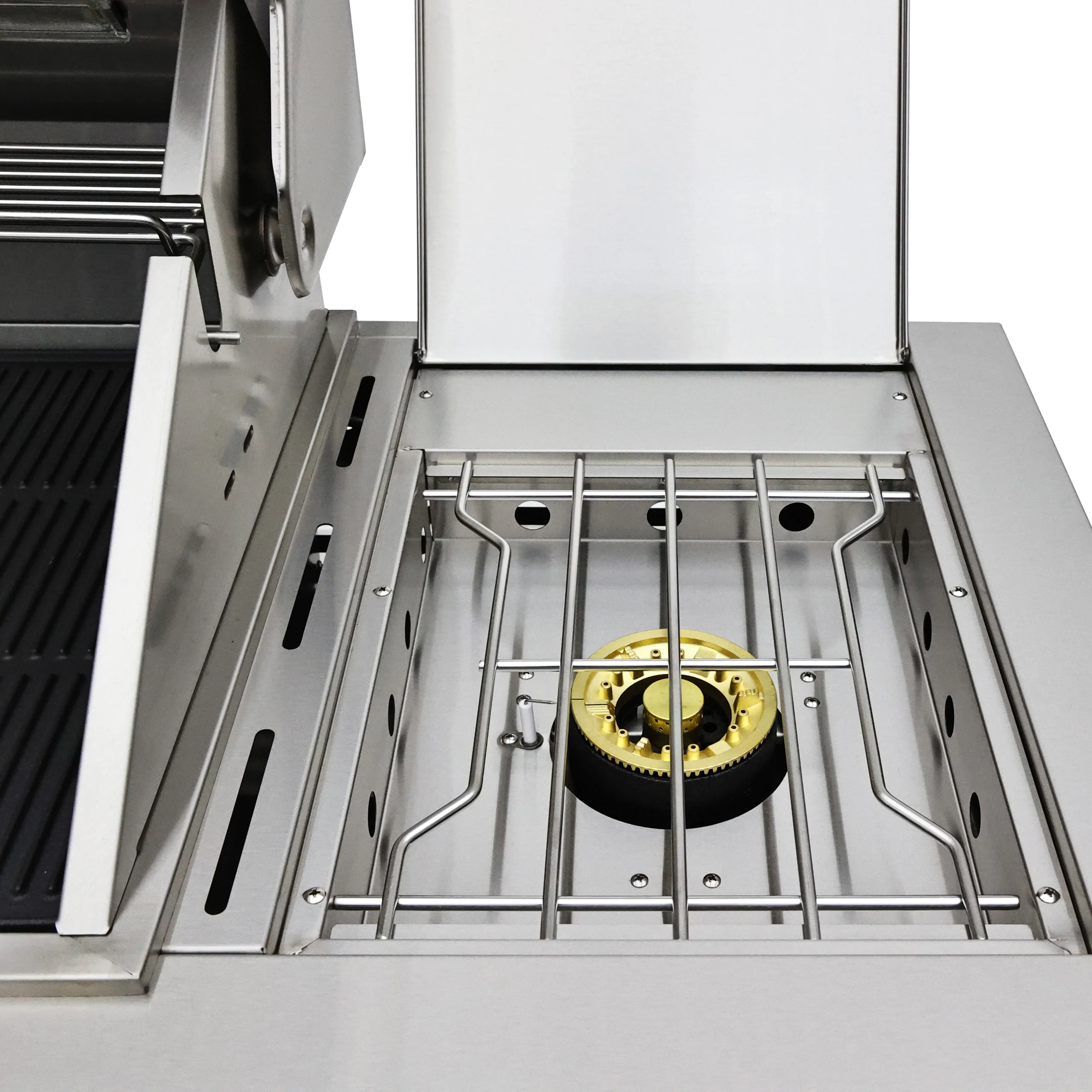 FORNO Bulnes 40-Inch BBQ, 95,000 BTU, 5 Burners, Sear & Rotisserie Infrared with Side Burner, Stainless Steel Outdoor Kitchen with 1.8 cu.ft. Beverage Center & Black Granite Countertops - Image 8