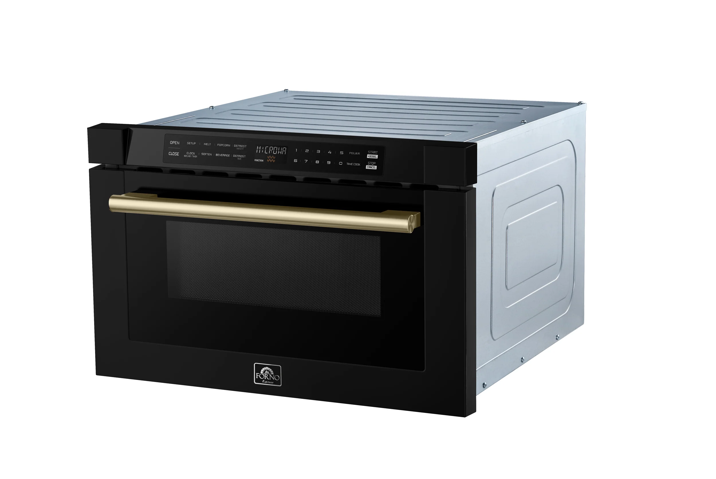 Forno Capoliveri Espresso 24-Inch Microwave Drawer, Black, 1.2 cu.ft, 1500 Watts, Built-In, Touch Control LCD Display, Auto-Touch Open/Close, 11 Power Levels, Sensor Cooking - Image 3