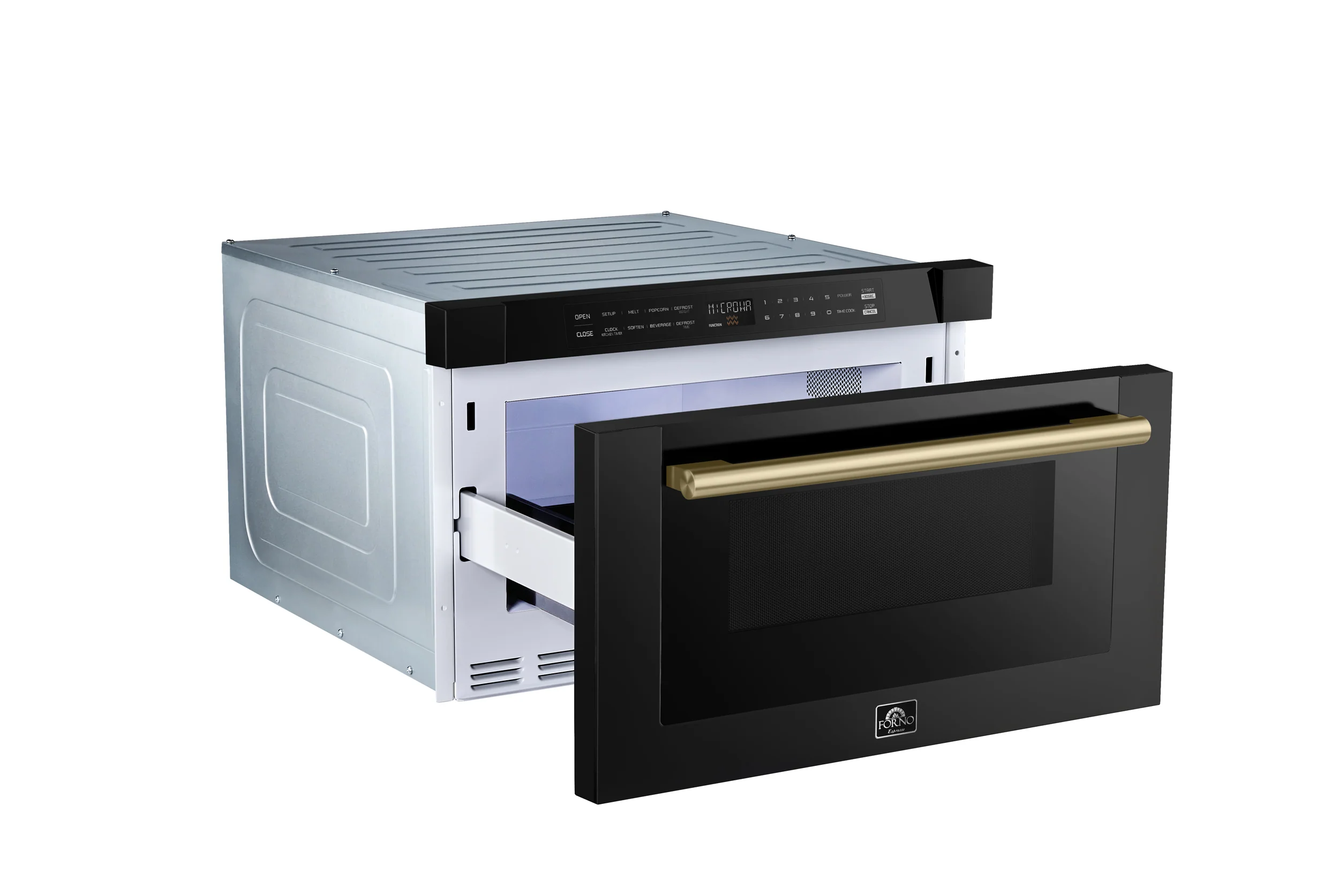 Forno Capoliveri Espresso 24-Inch Microwave Drawer, Black, 1.2 cu.ft, 1500 Watts, Built-In, Touch Control LCD Display, Auto-Touch Open/Close, 11 Power Levels, Sensor Cooking - Image 7