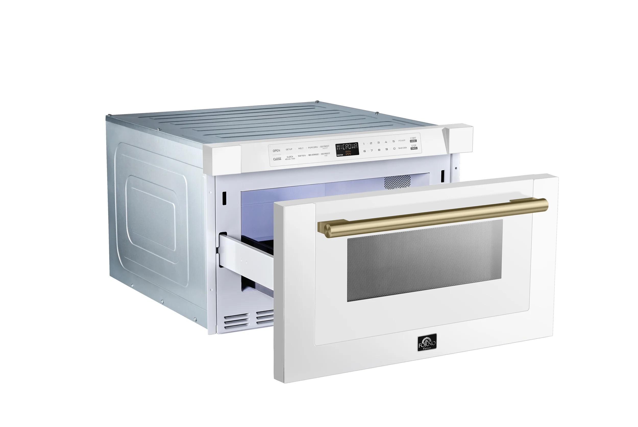 Forno Capoliveri Espresso 24-Inch Microwave Drawer, White, 1.2 cu.ft, 1500 Watts, Built-In, Touch Control LCD Display, Auto-Touch Open/Close, 11 Power Levels, Sensor Cooking - Image 9