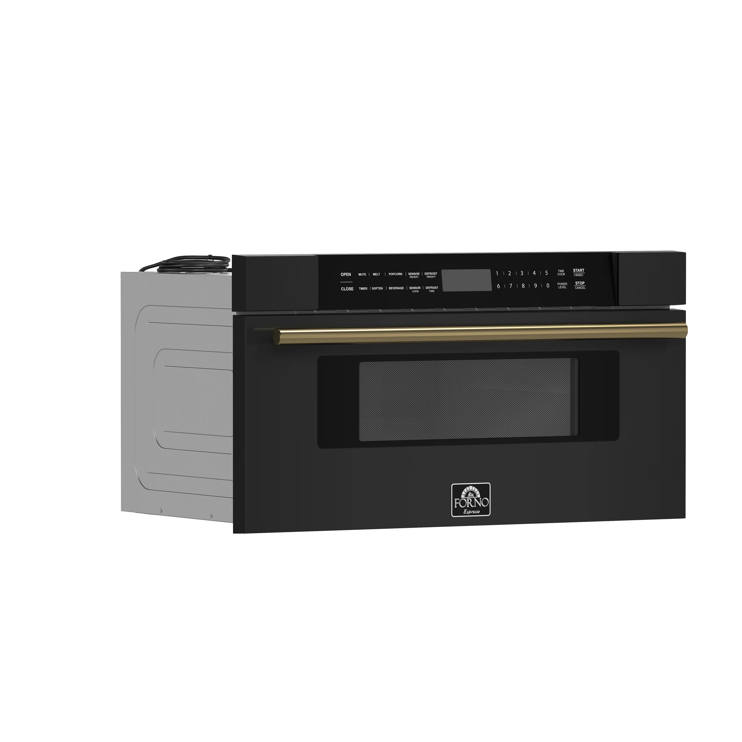 Forno Capoliveri Espresso 30-Inch Microwave Drawer, Black, 1.2 cu.ft, 1500 Watts, Built-In, Touch Control LCD Display, Auto-Touch Open/Close, 11 Power Levels, Sensor Cooking - Image 2