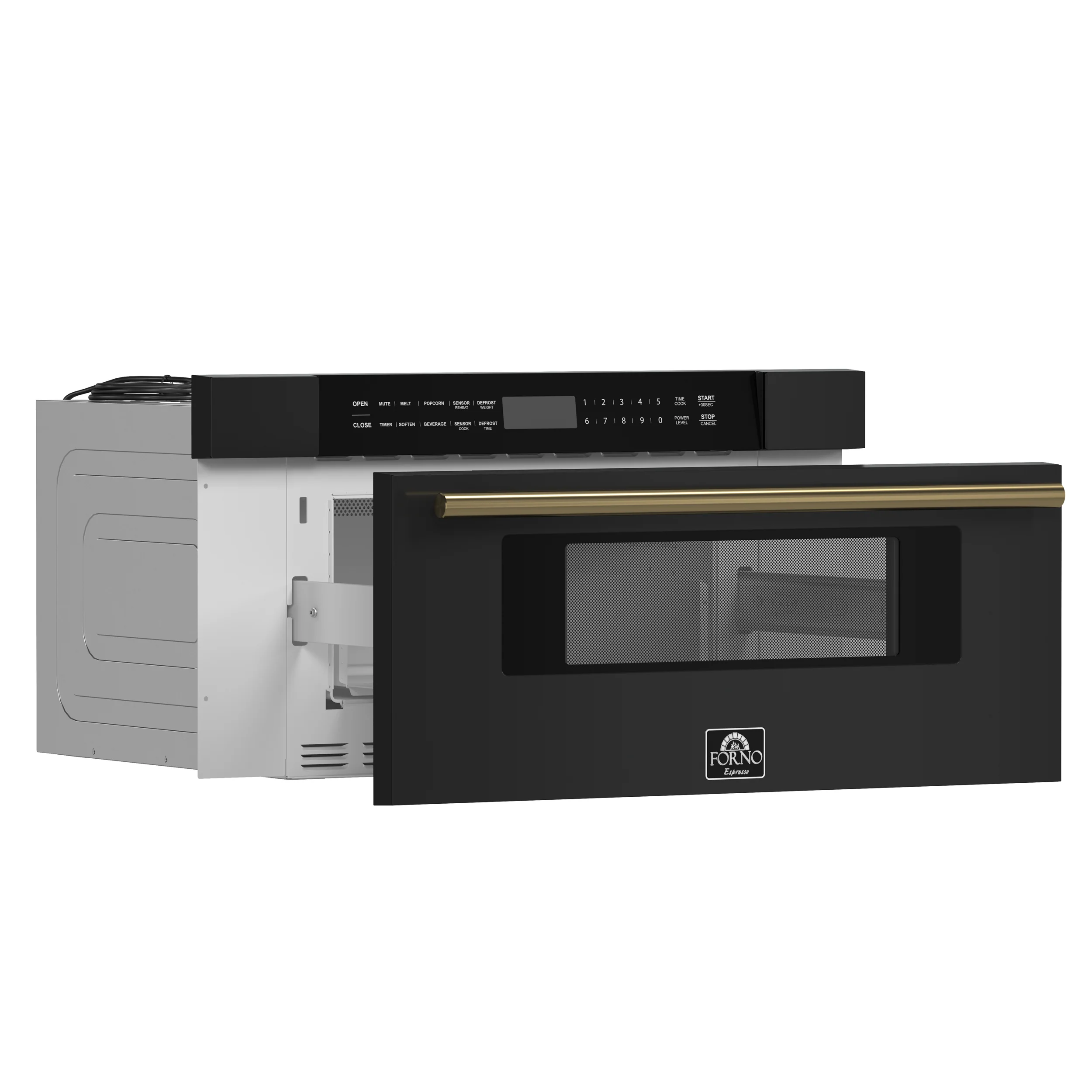 Forno Capoliveri Espresso 30-Inch Microwave Drawer, Black, 1.2 cu.ft, 1500 Watts, Built-In, Touch Control LCD Display, Auto-Touch Open/Close, 11 Power Levels, Sensor Cooking - Image 3