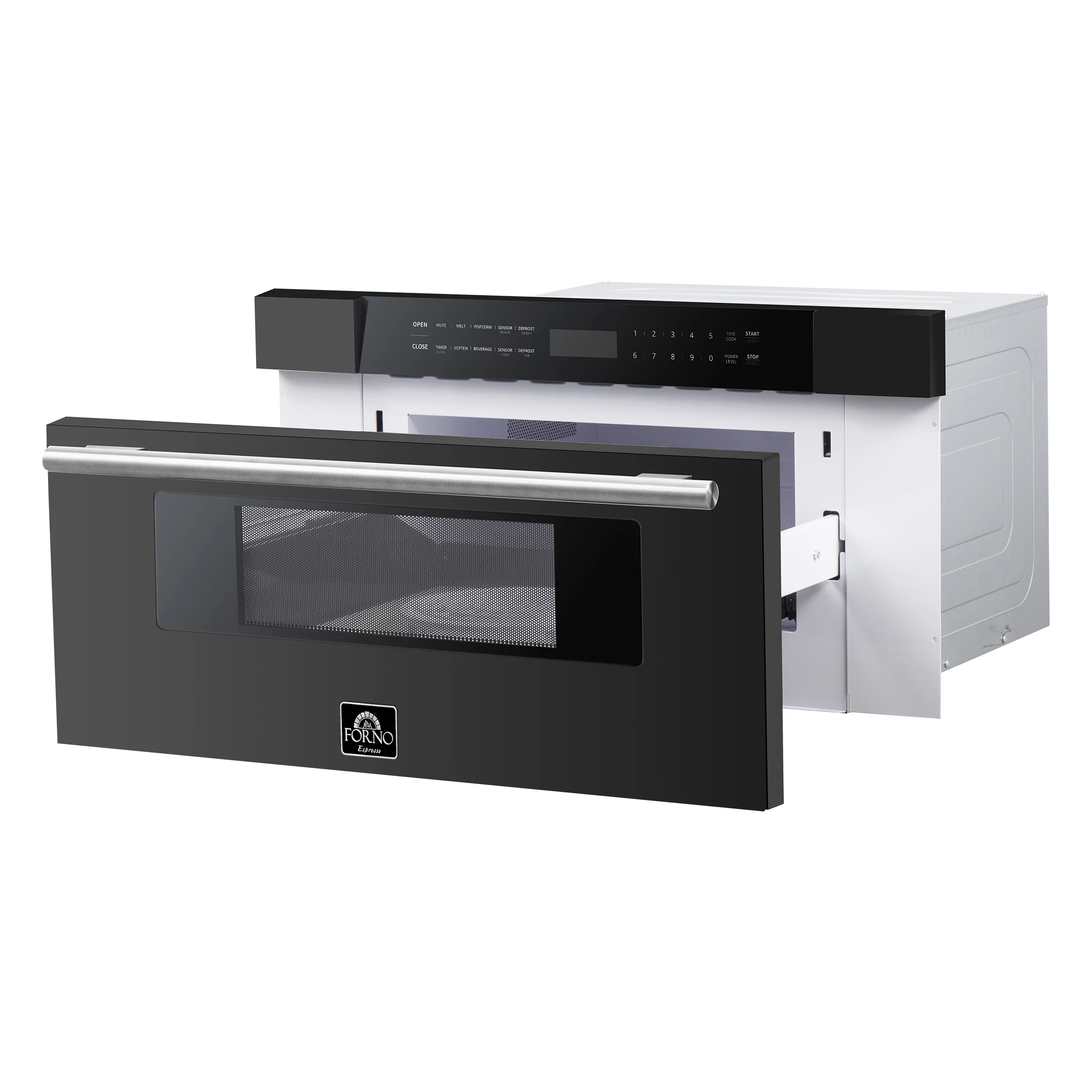 Forno Capoliveri Espresso 30-Inch Microwave Drawer, Black, 1.2 cu.ft, 1500 Watts, Built-In, Touch Control LCD Display, Auto-Touch Open/Close, 11 Power Levels, Sensor Cooking - Image 4