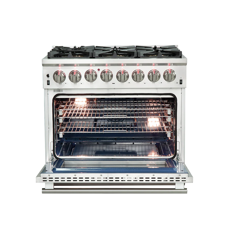Forno Capriasca 36-Inch Freestanding Dual Fuel Range, 6 Burners, True Convection Oven - Image 3