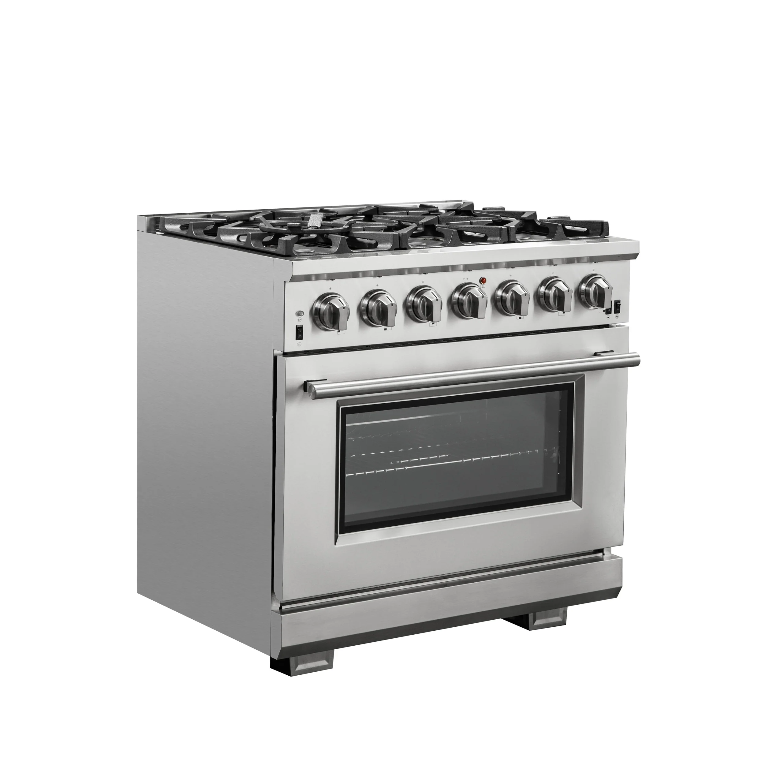 Forno Capriasca 36-Inch Gas Range, Stainless Steel, 6 Brass Burners, 120,000 BTU, Convection Oven, Energy Efficient - Image 3