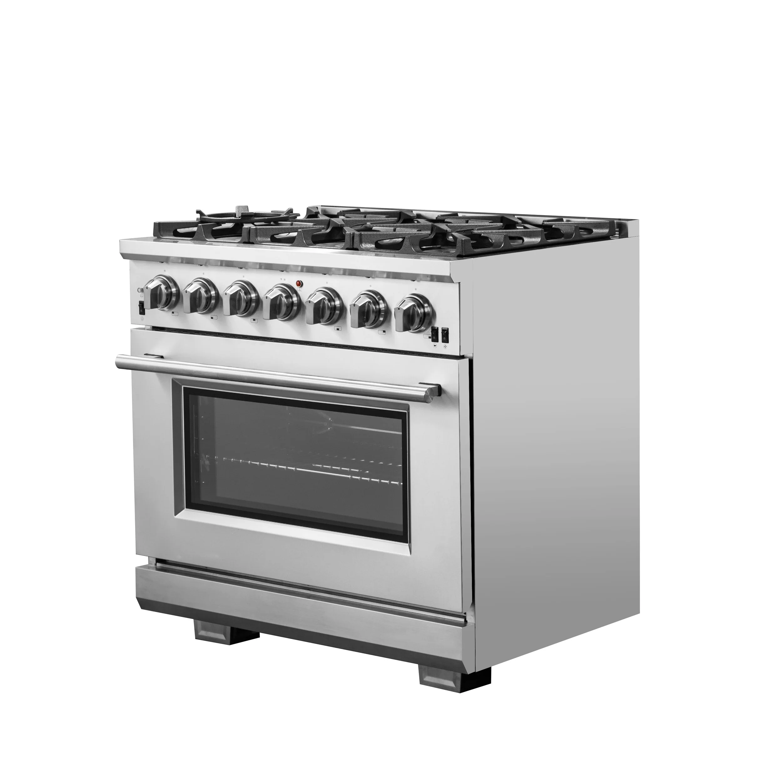 Forno Capriasca 36-Inch Gas Range, Stainless Steel, 6 Brass Burners, 120,000 BTU, Convection Oven, Energy Efficient - Image 5
