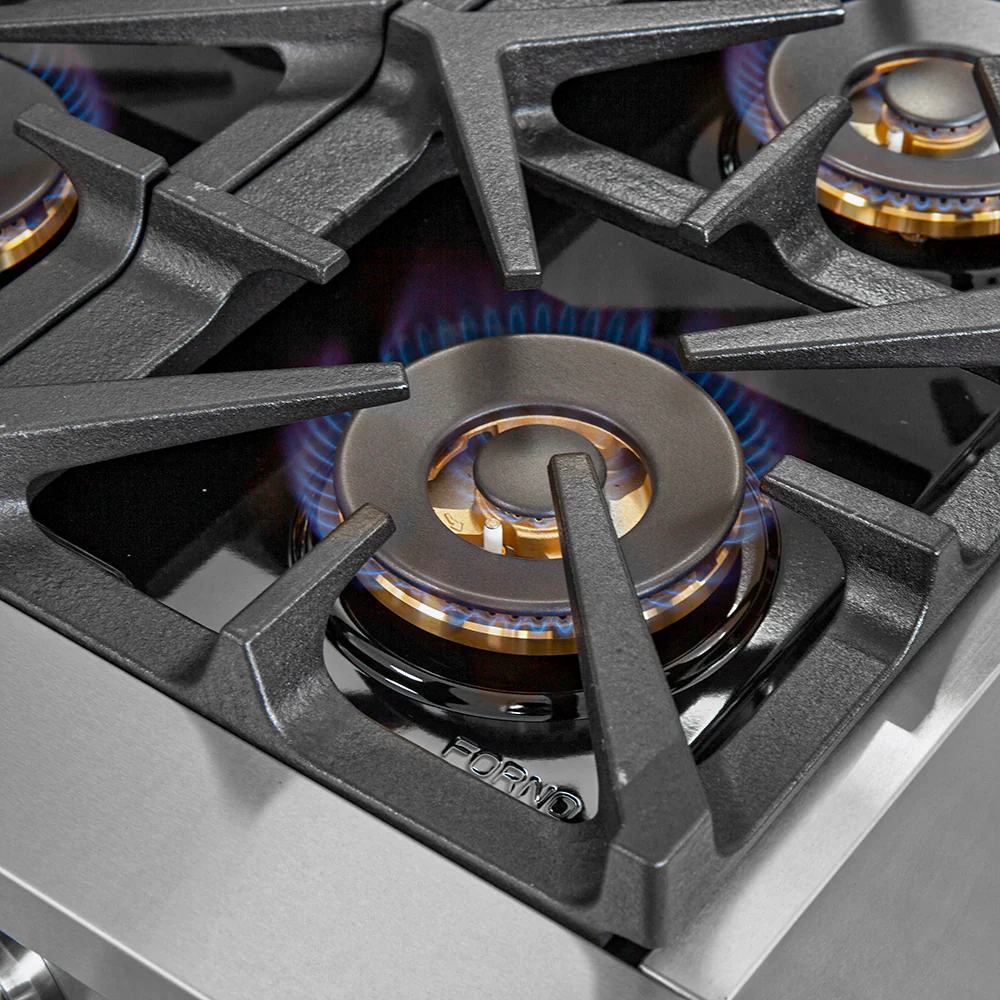 Forno Capriasca 36-Inch Gas Range, Stainless Steel, 6 Brass Burners, 120,000 BTU, Convection Oven, Energy Efficient - Image 9