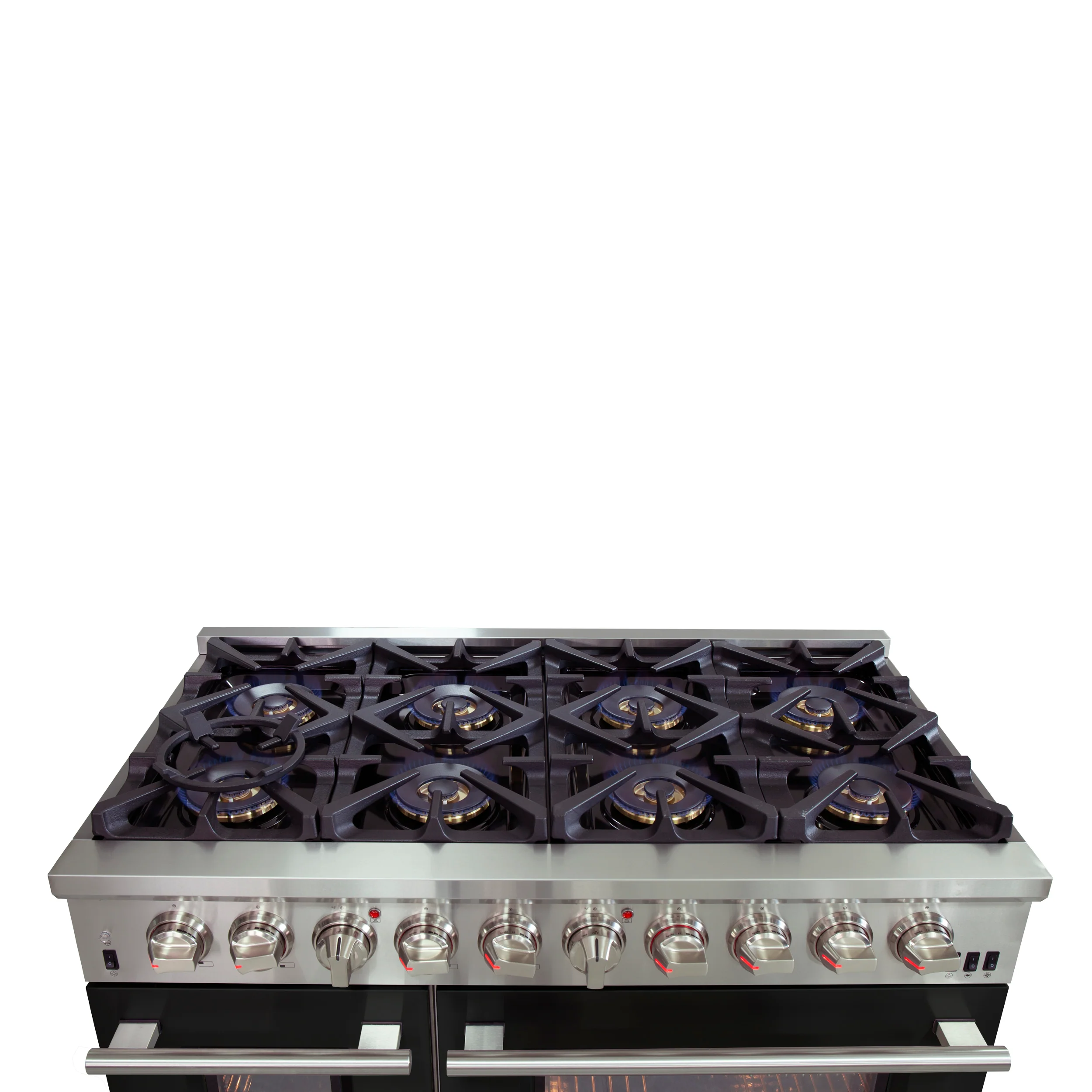 Forno Capriasca 48-Inch Freestanding Dual Fuel Range, 8 Burners, True Convection Oven, Black Doors - Image 5