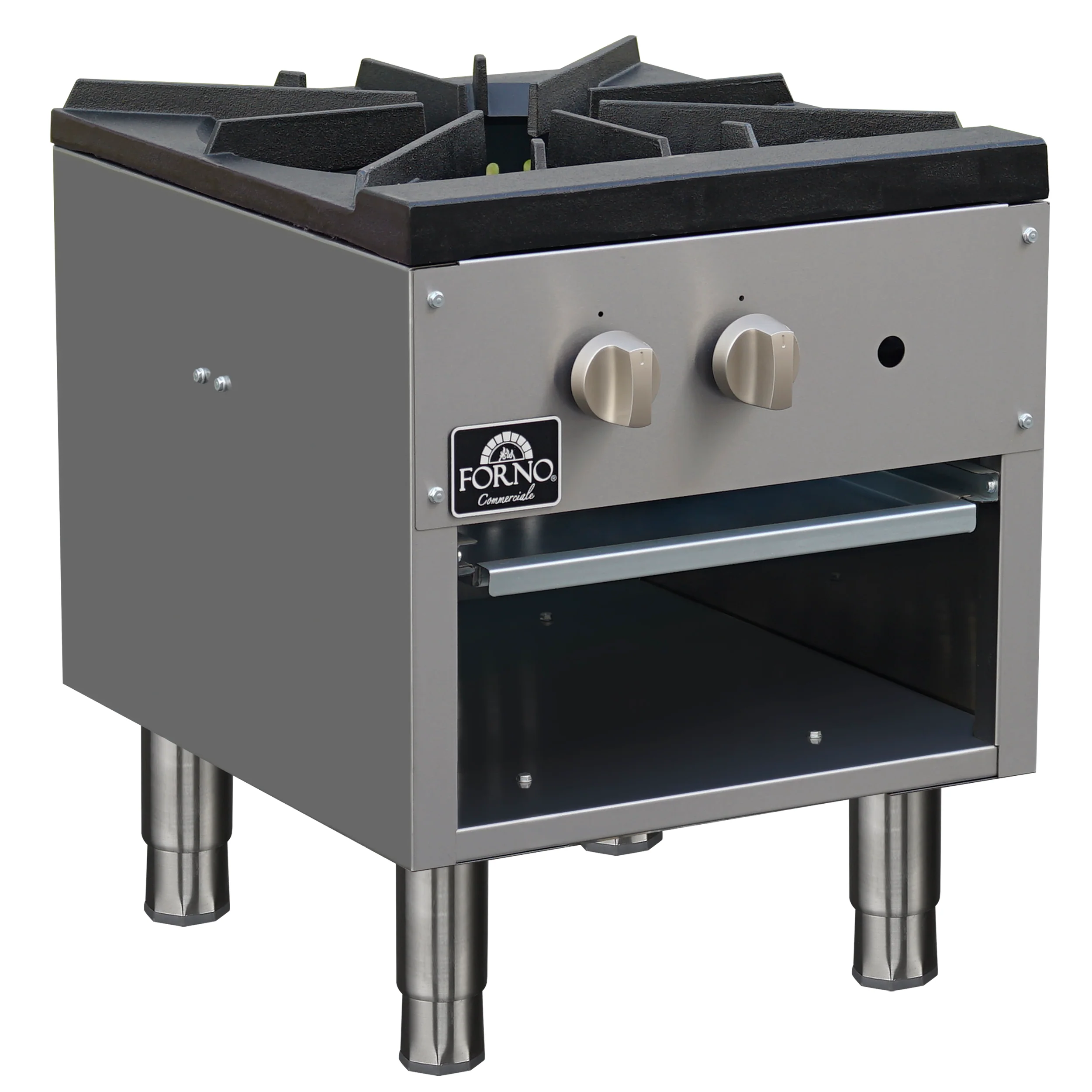 Forno Commerciale gas stock pot range, 1 powerful 3-ring burner, 80,000?BTU, durable stainless steel, heavy-duty cast iron grate - Image 3