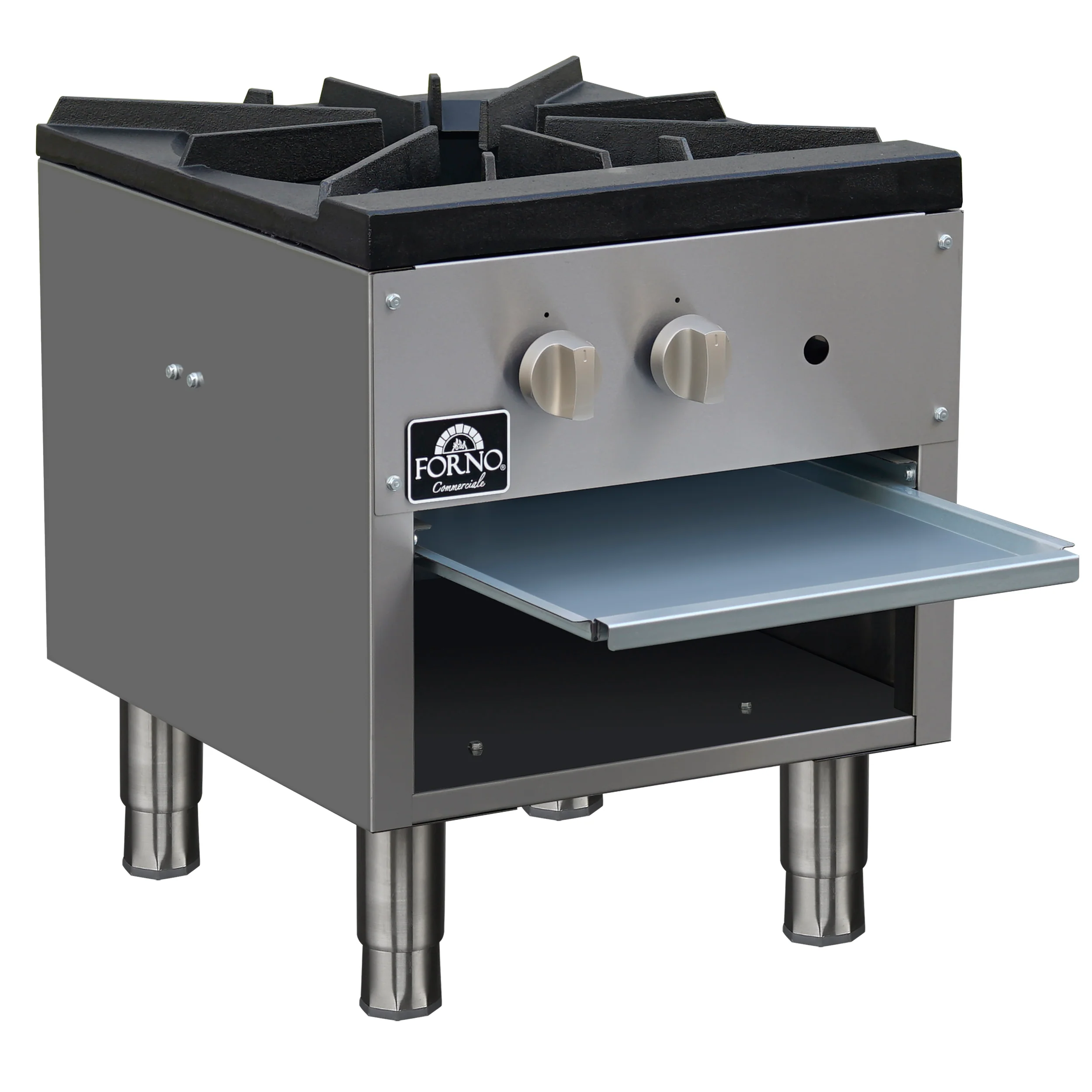 Forno Commerciale gas stock pot range, 1 powerful 3-ring burner, 80,000?BTU, durable stainless steel, heavy-duty cast iron grate - Image 4