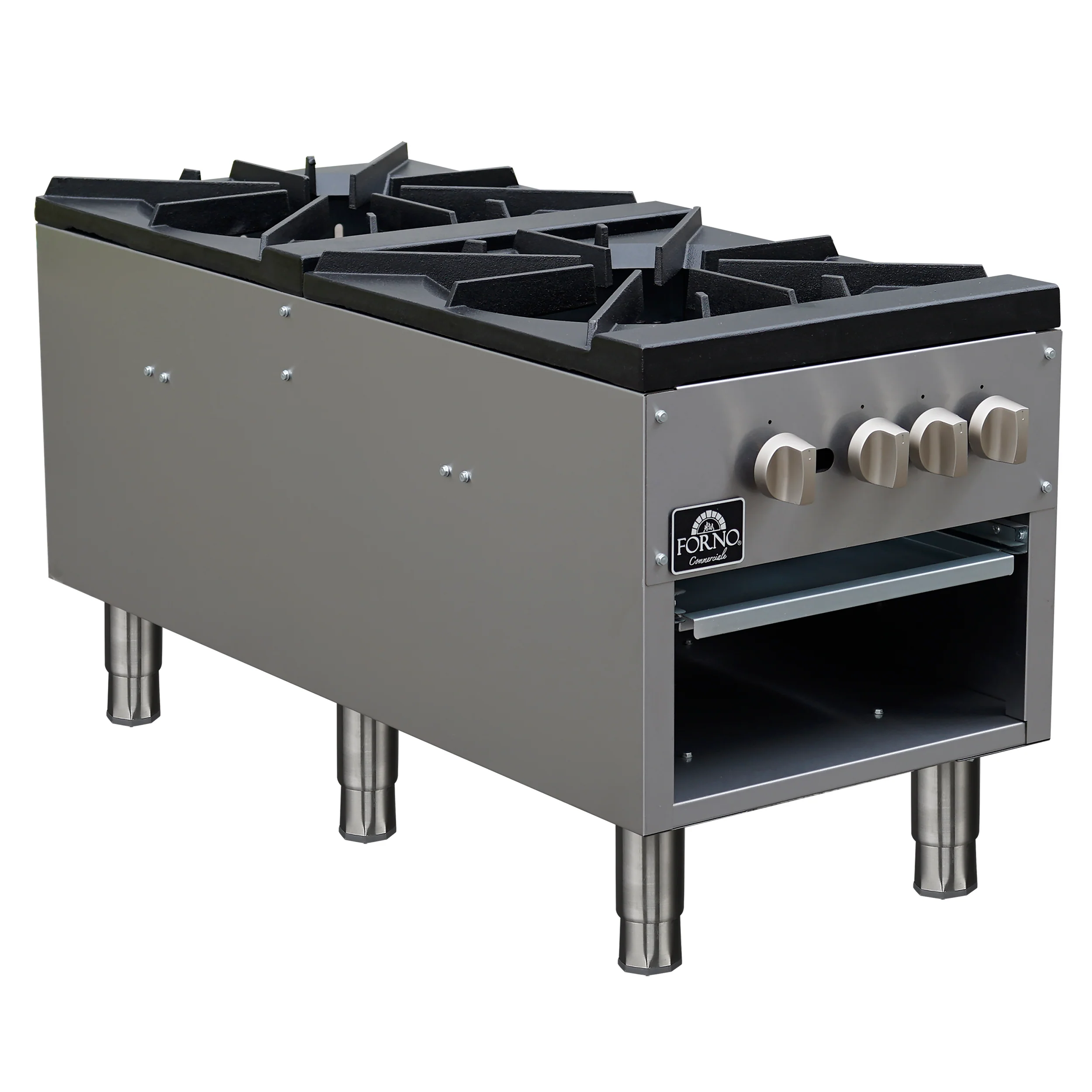 Forno Commerciale gas stock pot range, 2 powerful 3-ring burners, 160,000?BTU, durable stainless steel, heavy-duty cast iron grates - Image 3