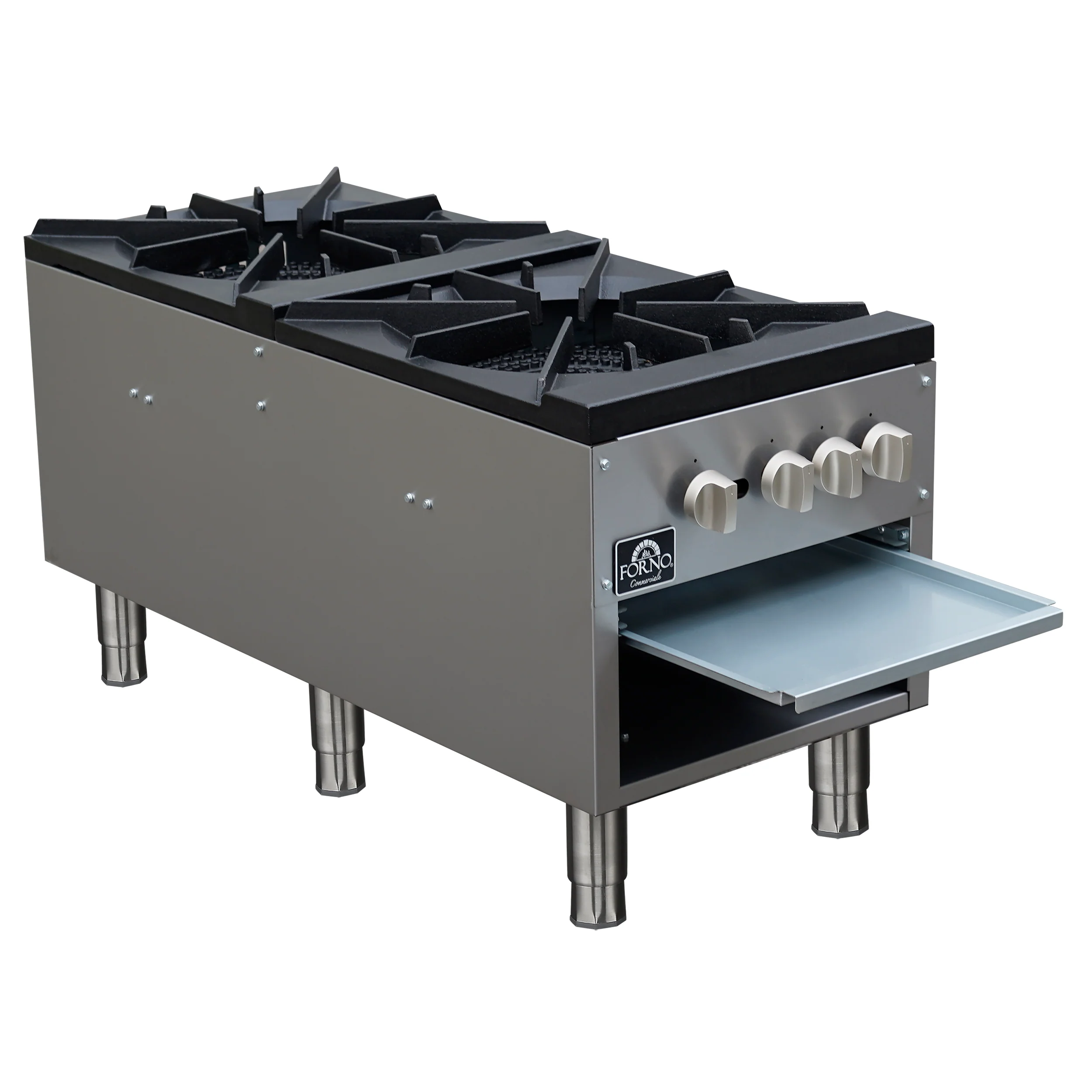 Forno Commerciale gas stock pot range, 2 powerful 3-ring burners, 160,000?BTU, durable stainless steel, heavy-duty cast iron grates - Image 4