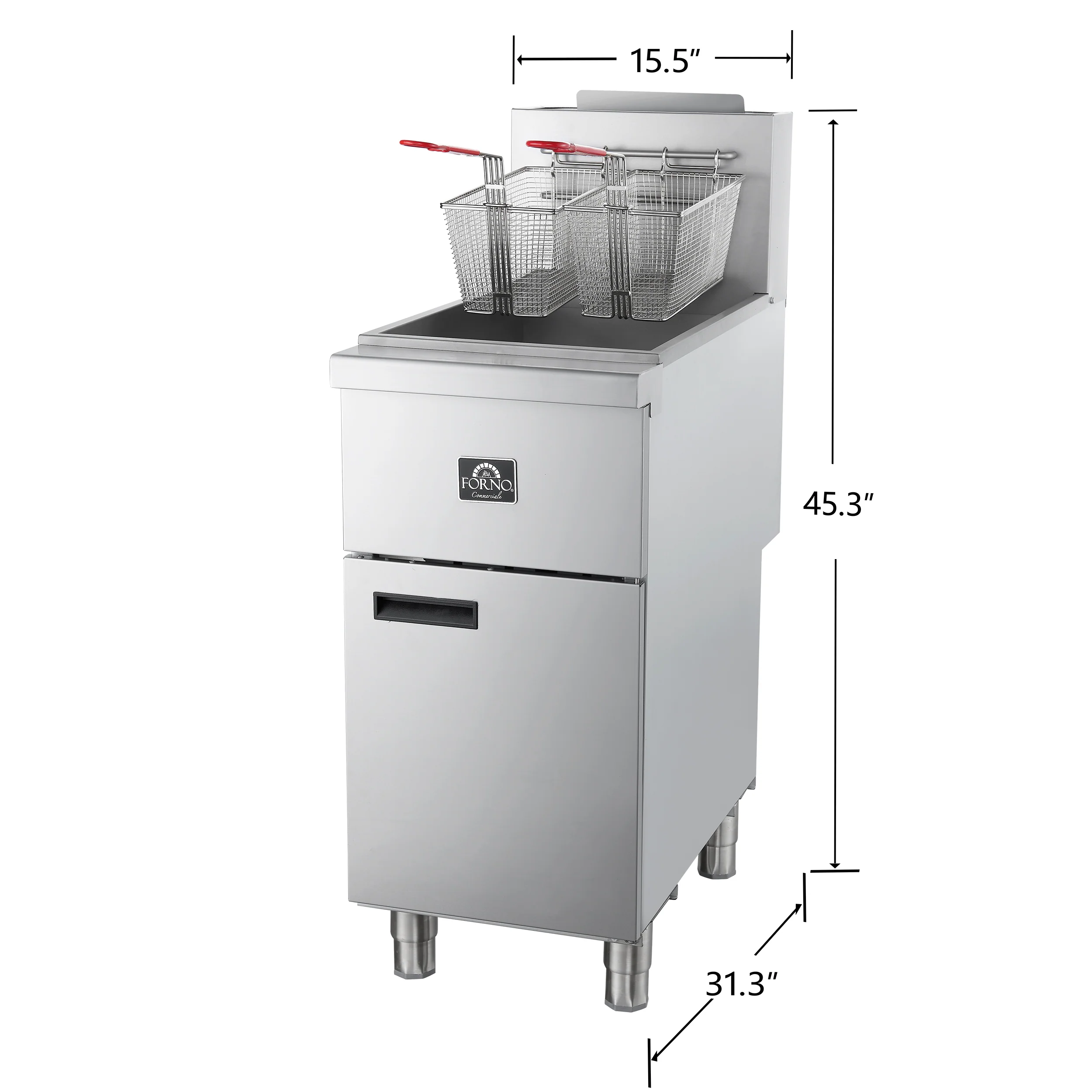 Forno Commerciale Propane Gas Deep Fryer, 3 Burners 90,000 BTU, 40 lbs Oil Capacity - Image 10