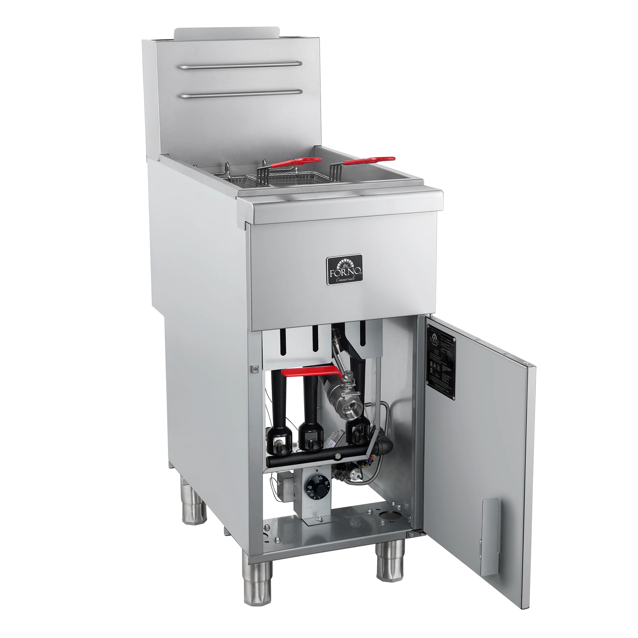 Forno Commerciale Propane Gas Deep Fryer, 4 Burners 120,000 BTU, 50 lbs Oil Capacity, Millivolt Control - Image 5