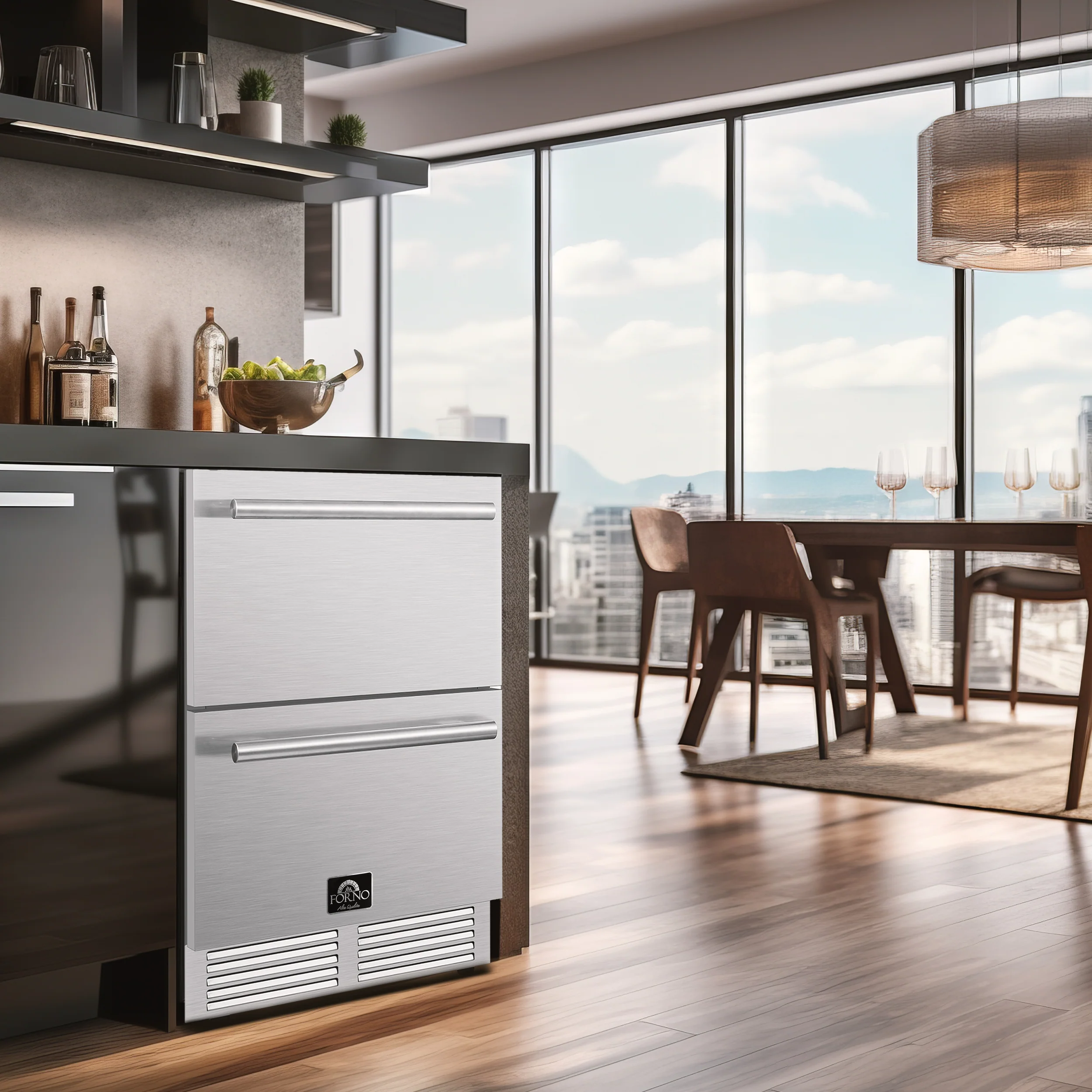Forno Como 24-Inch Indoor Outdoor Drawer Refrigerator, 4.87 cu.ft, Stainless Steel Interior, Adjustable Shelves, LED Lighting - Image 9