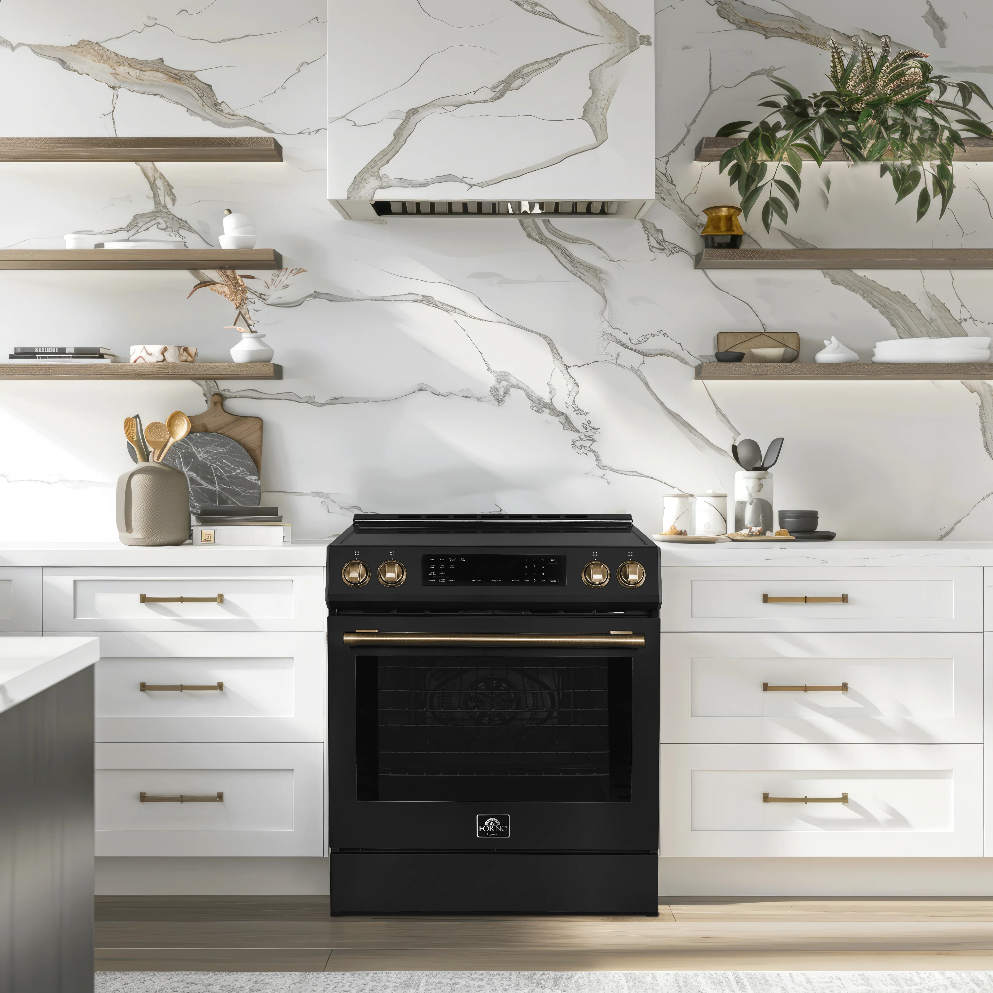 Forno Donatello Espresso 30-Inch Slide-In Black Induction Range, Convection Oven, 5 Cooking Zones, Touch Control Panel - Image 9
