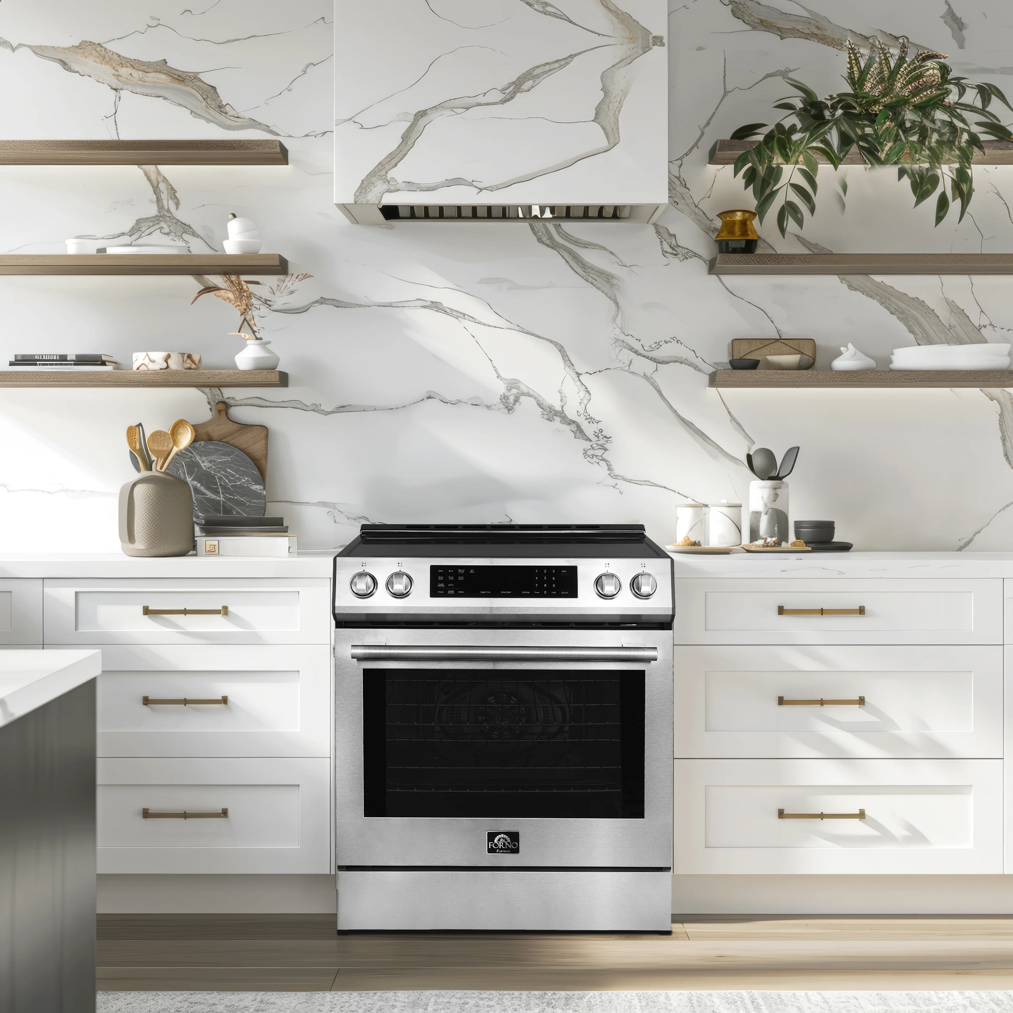 Forno Donatello Espresso 30-Inch Slide-In Stainless Steel Induction Range, Convection Oven, 5 Cooking Zones, Touch Control Panel - Image 8