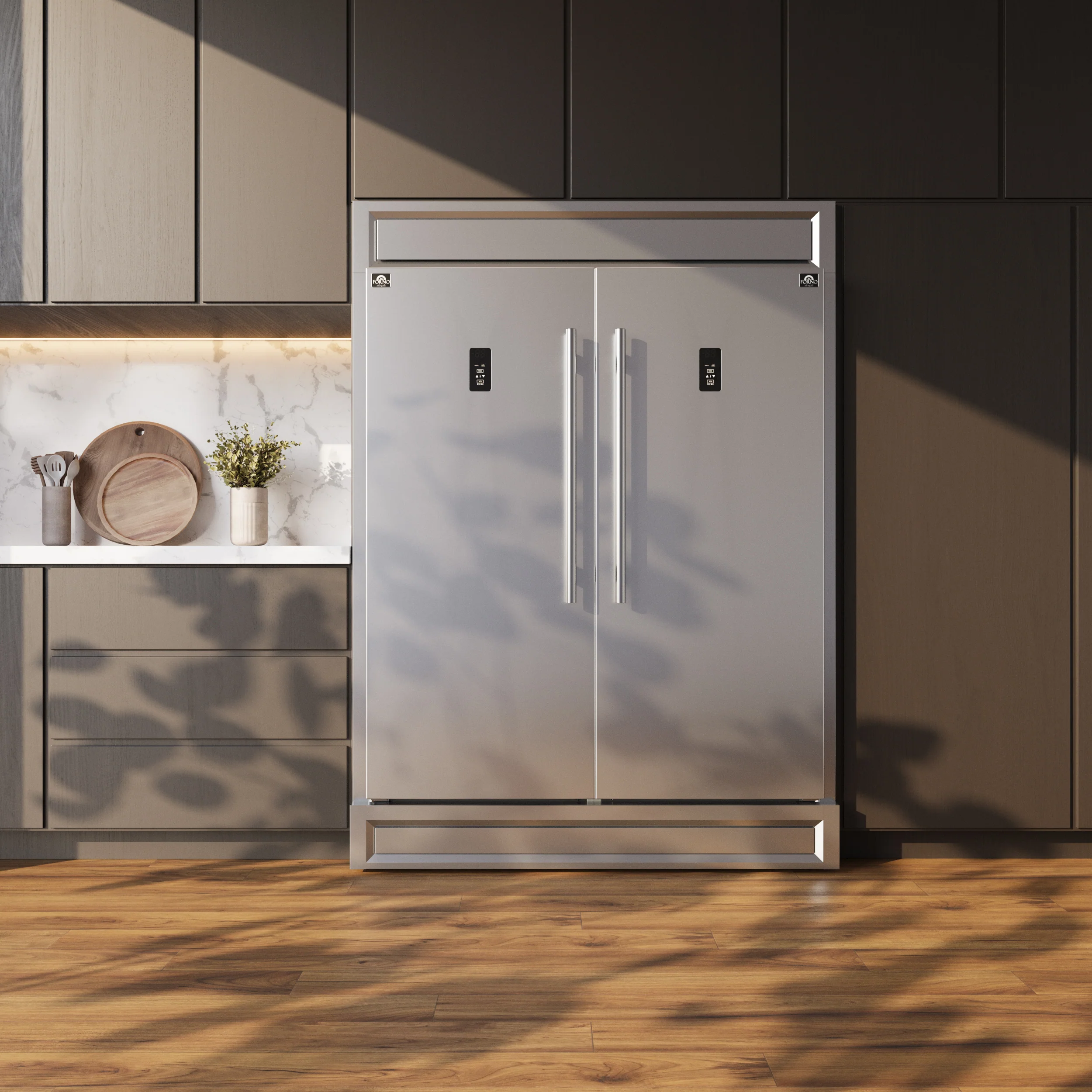 Forno Fortezza 60 Inch Convertible Refrigerator/Freezer with Modern Trim Kit, Stainless Steel, Total No Frost, with Automatic Ice Maker - Image 17