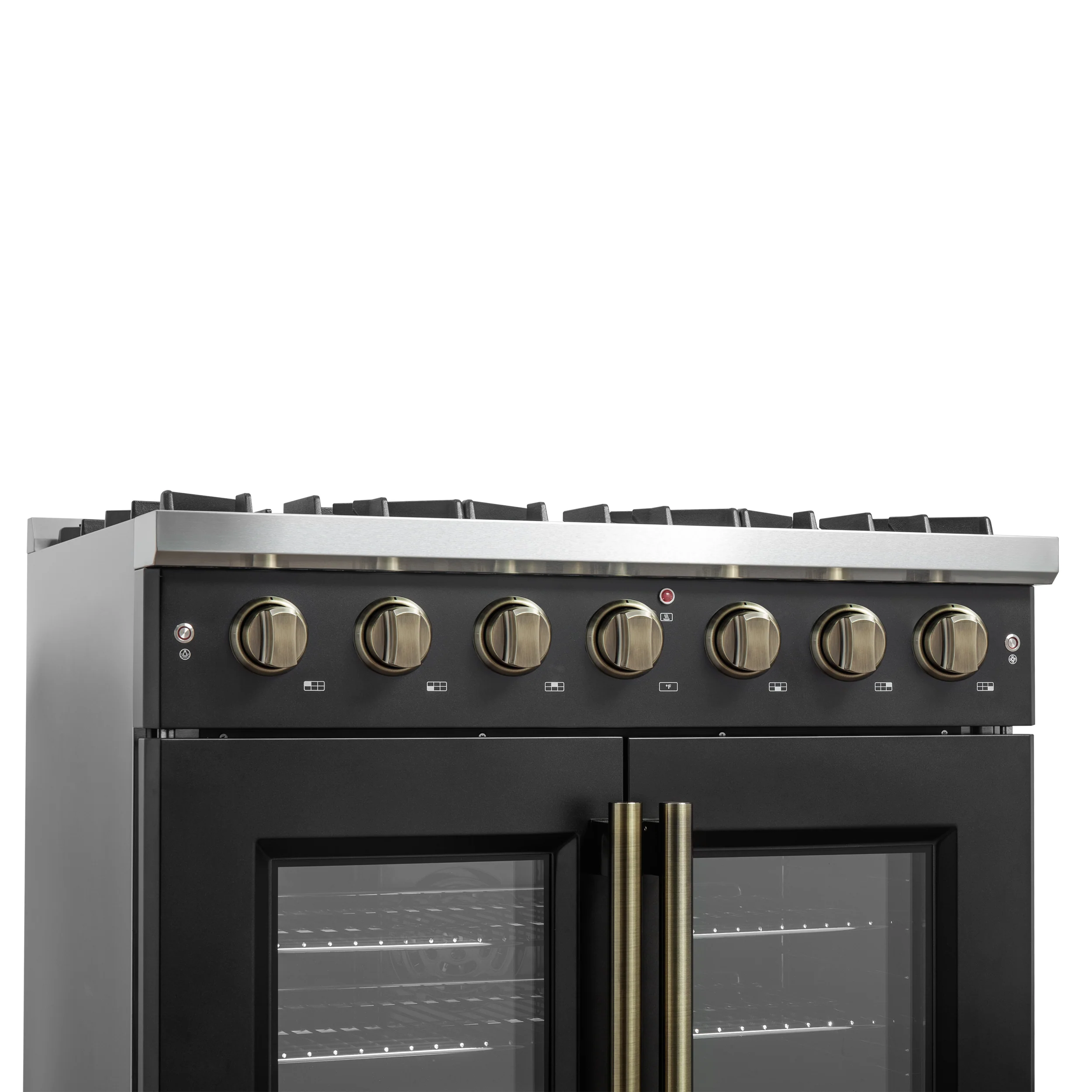 Forno Galiano 36-inch French Door Gas Range Black and Antique Brass Design, 6 Sealed Burners 83,000 BTU, 5.36 cu.ft. Convection Oven - Image 10