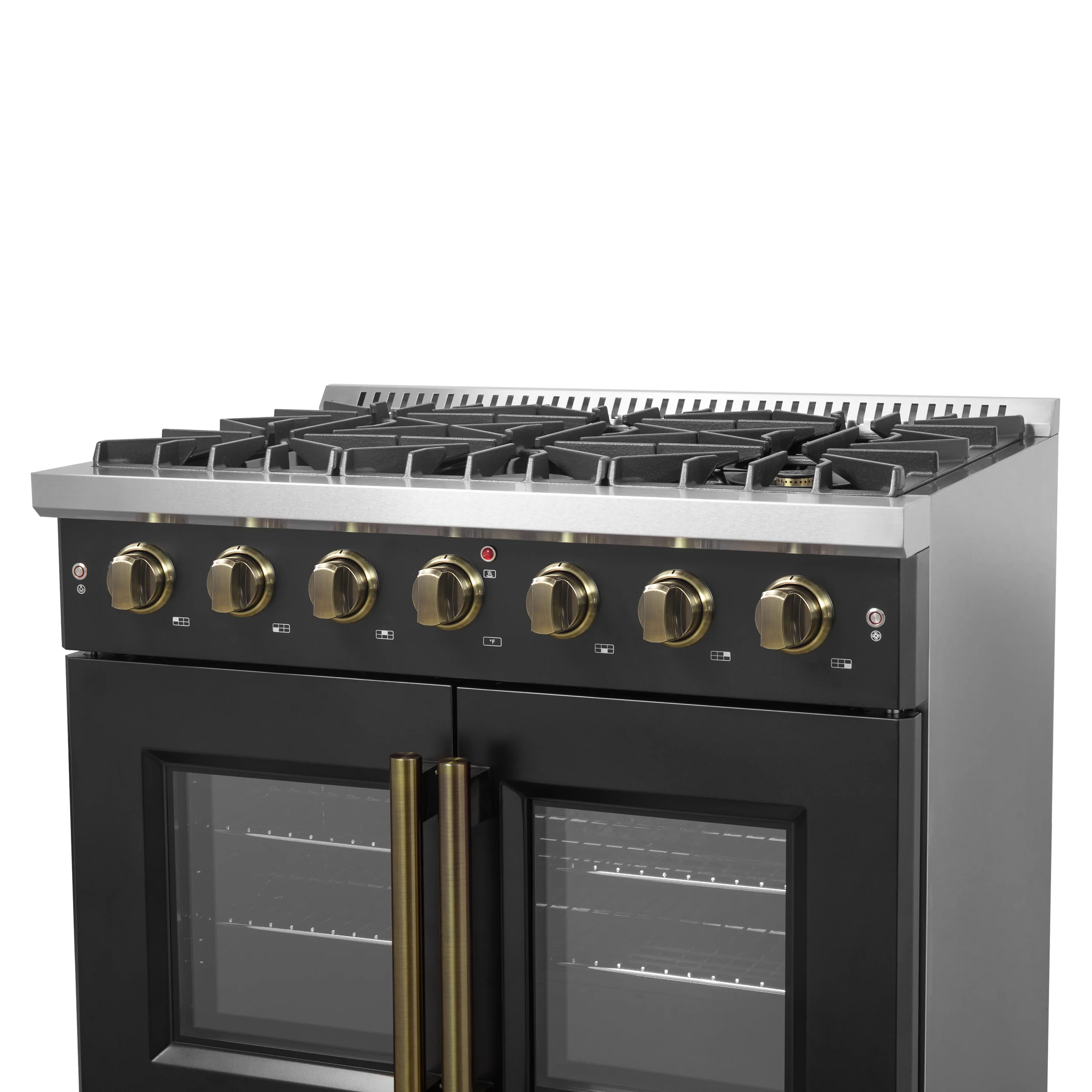 Forno Galiano 36-inch French Door Gas Range Black and Antique Brass Design, 6 Sealed Burners 83,000 BTU, 5.36 cu.ft. Convection Oven - Image 15