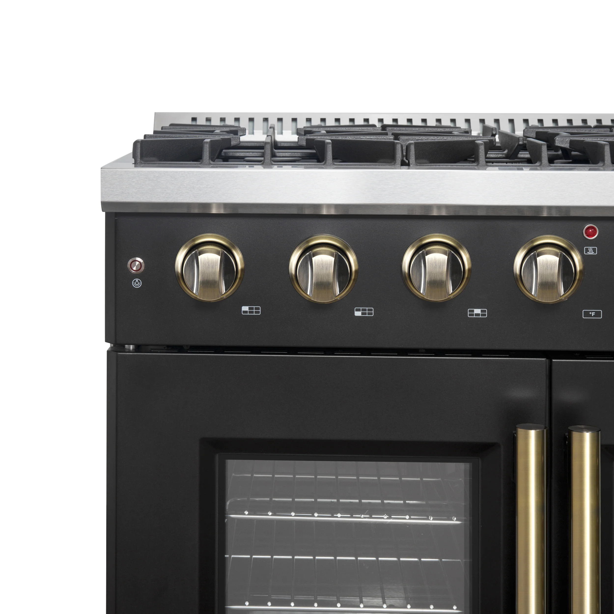 Forno Galiano 36-inch French Door Gas Range Black and Antique Brass Design, 6 Sealed Burners 83,000 BTU, 5.36 cu.ft. Convection Oven - Image 6